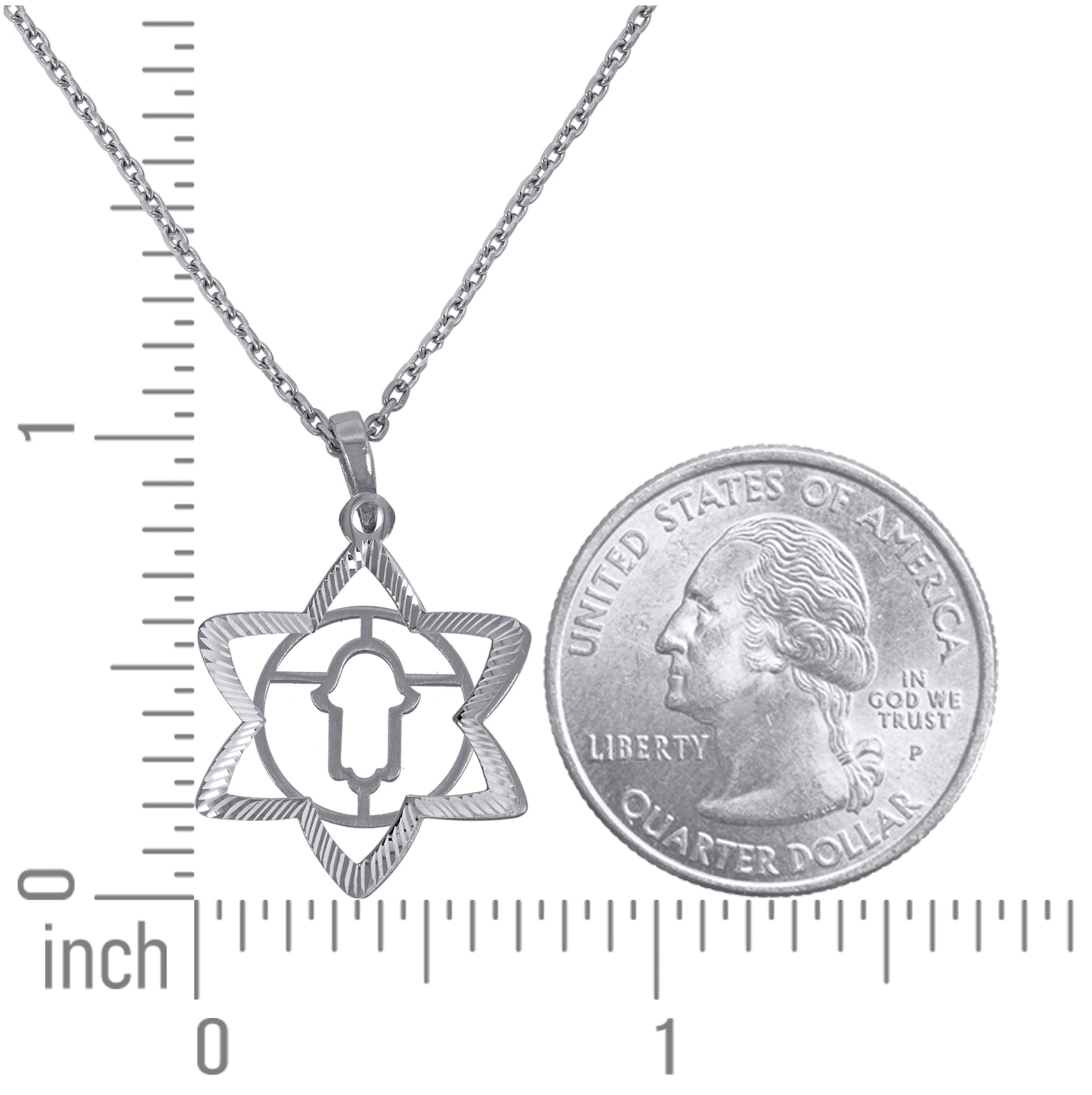 Sterling Silver Women Rolo Link Star Of David Necklace