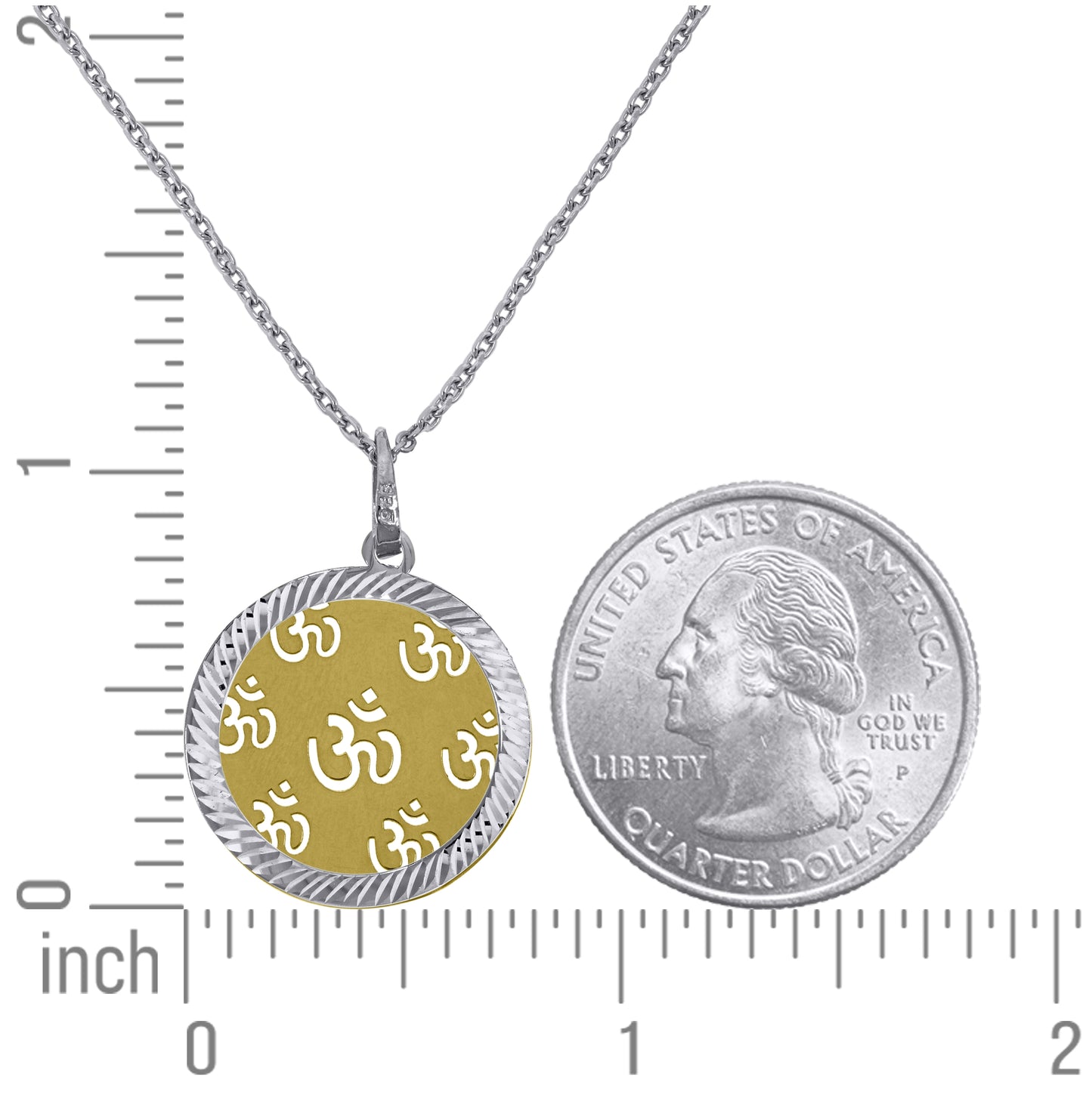 Sterling Silver Yellow-Tone Women Rolo Link Ohm Necklace