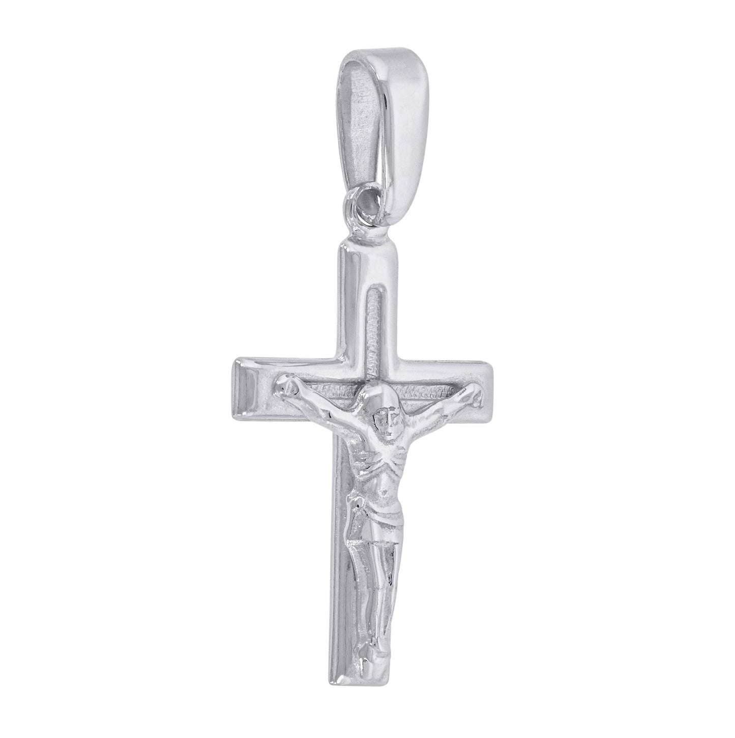 Sterling Silver Unisex Cubic-Zirconia Religious Crucifix Charm Pendant