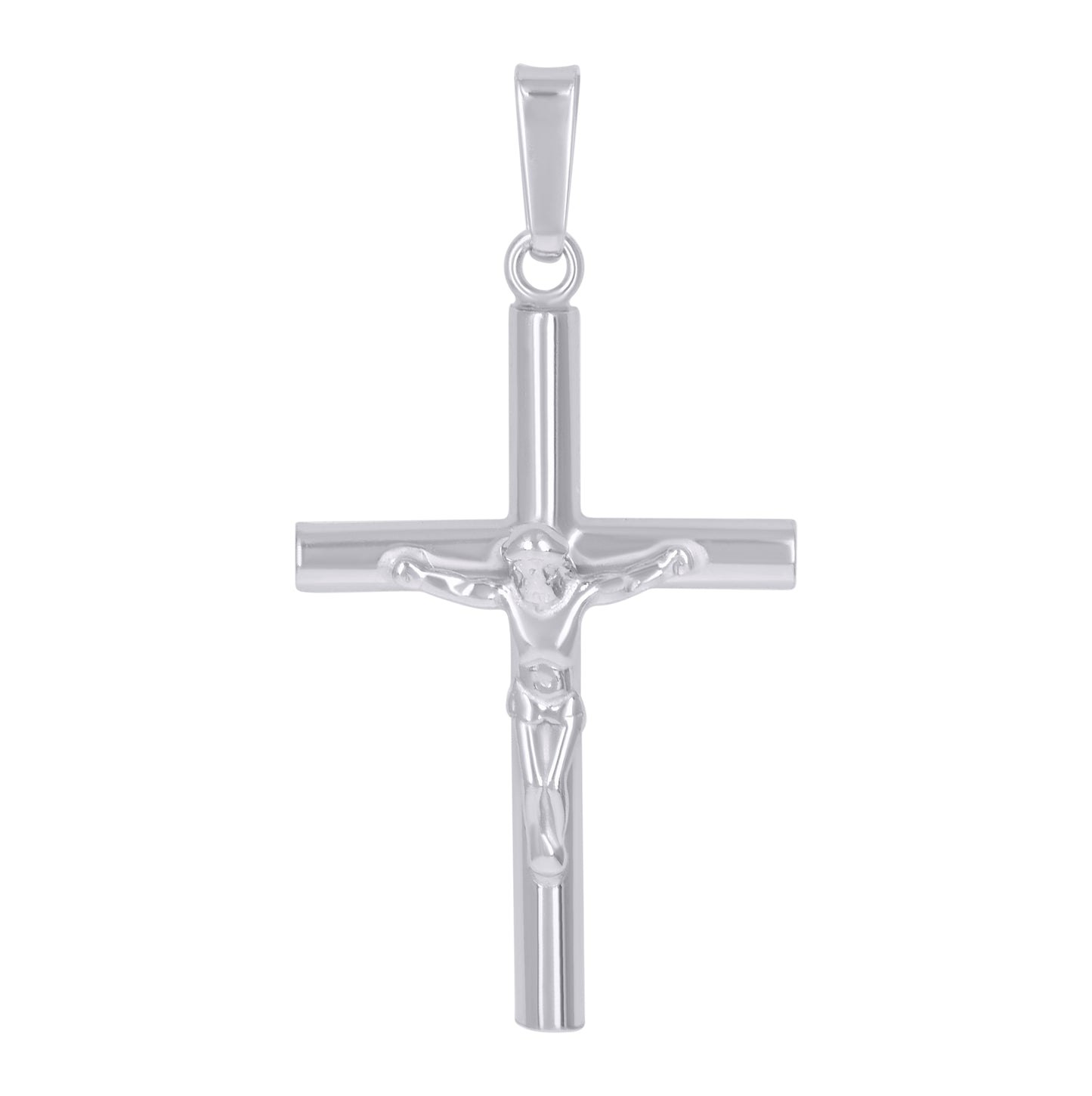 Sterling Silver Unisex Cubic-Zirconia Religious Crucifix Charm Pendant