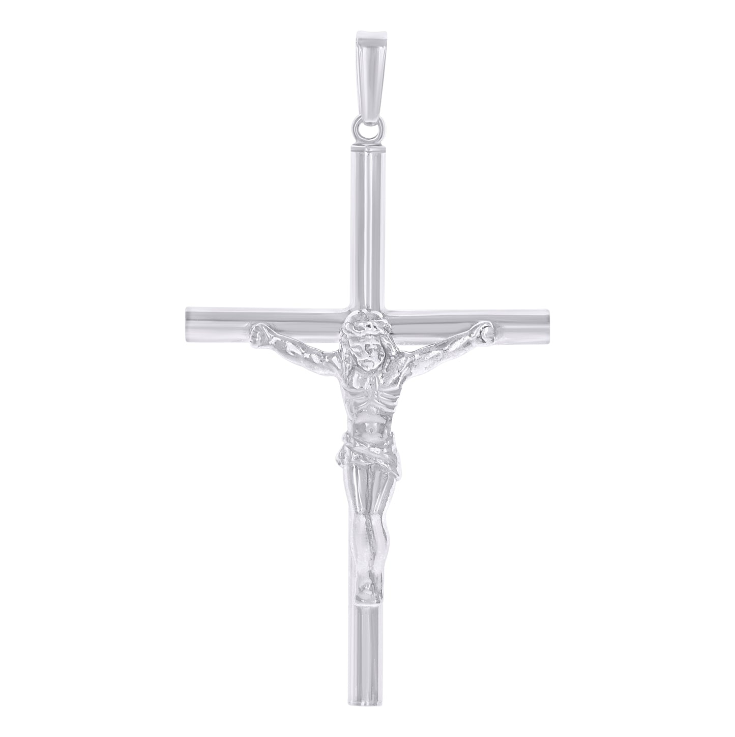 Sterling Silver Unisex Cubic-Zirconia Cross Crucifix Religious Charm Pendant