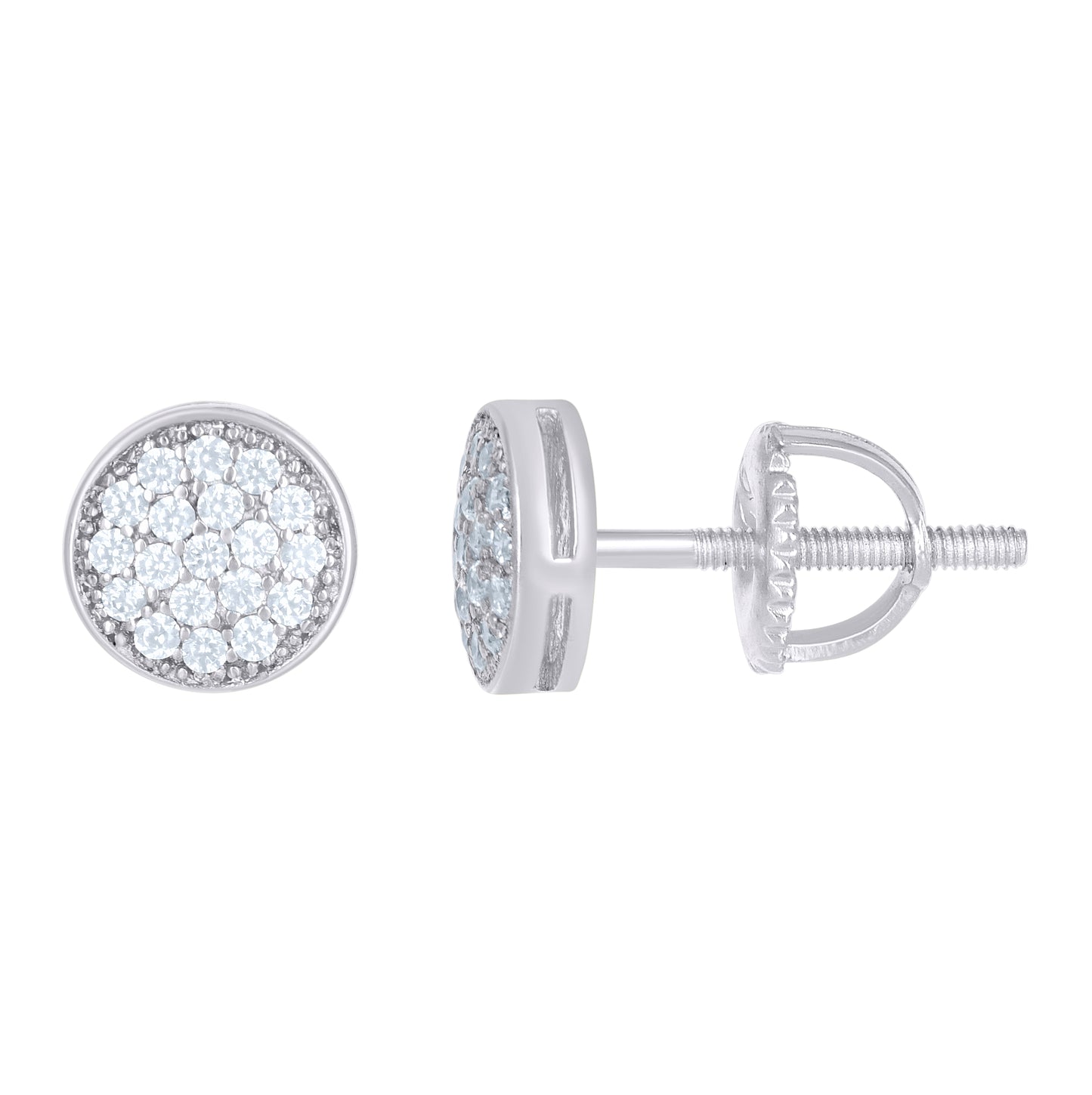 Sterling Silver Or Yellow-Tone Unisex Cubic Zirconia Round Stud 6.7mm Earrings