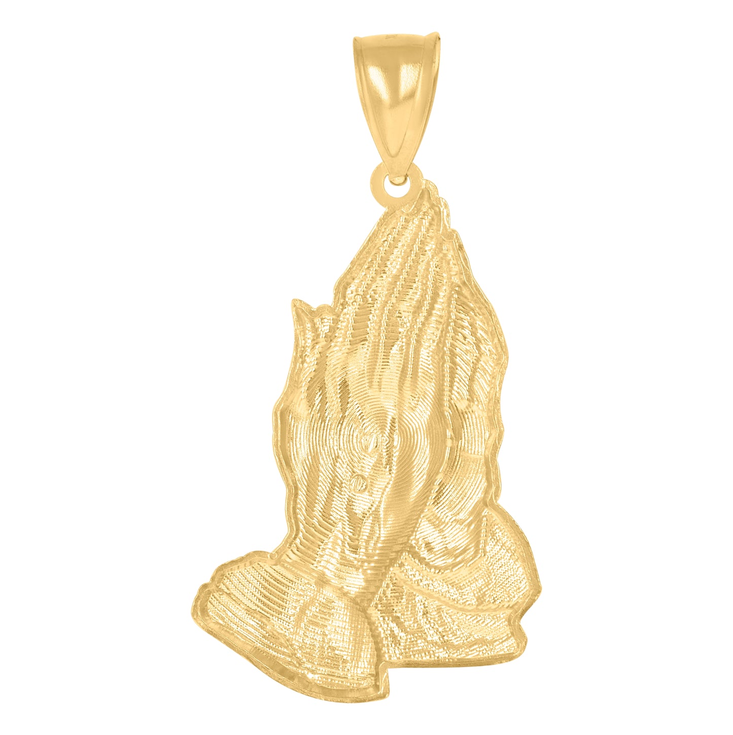 10K Gold Two-Tone Textured Mens Praying Hands Religious Charm Pendant