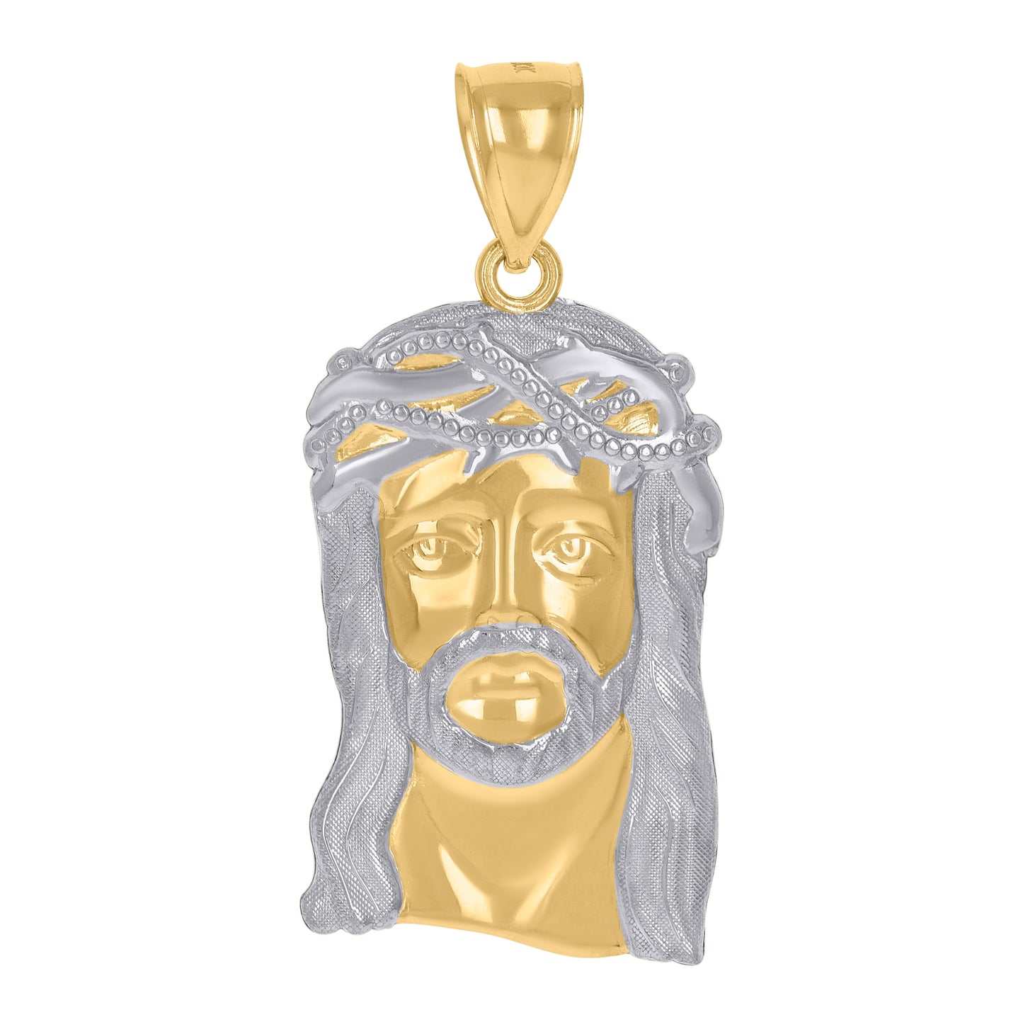 10K Two-Tone Gold Mens Women Jesus Christ Religious Charm Pendant