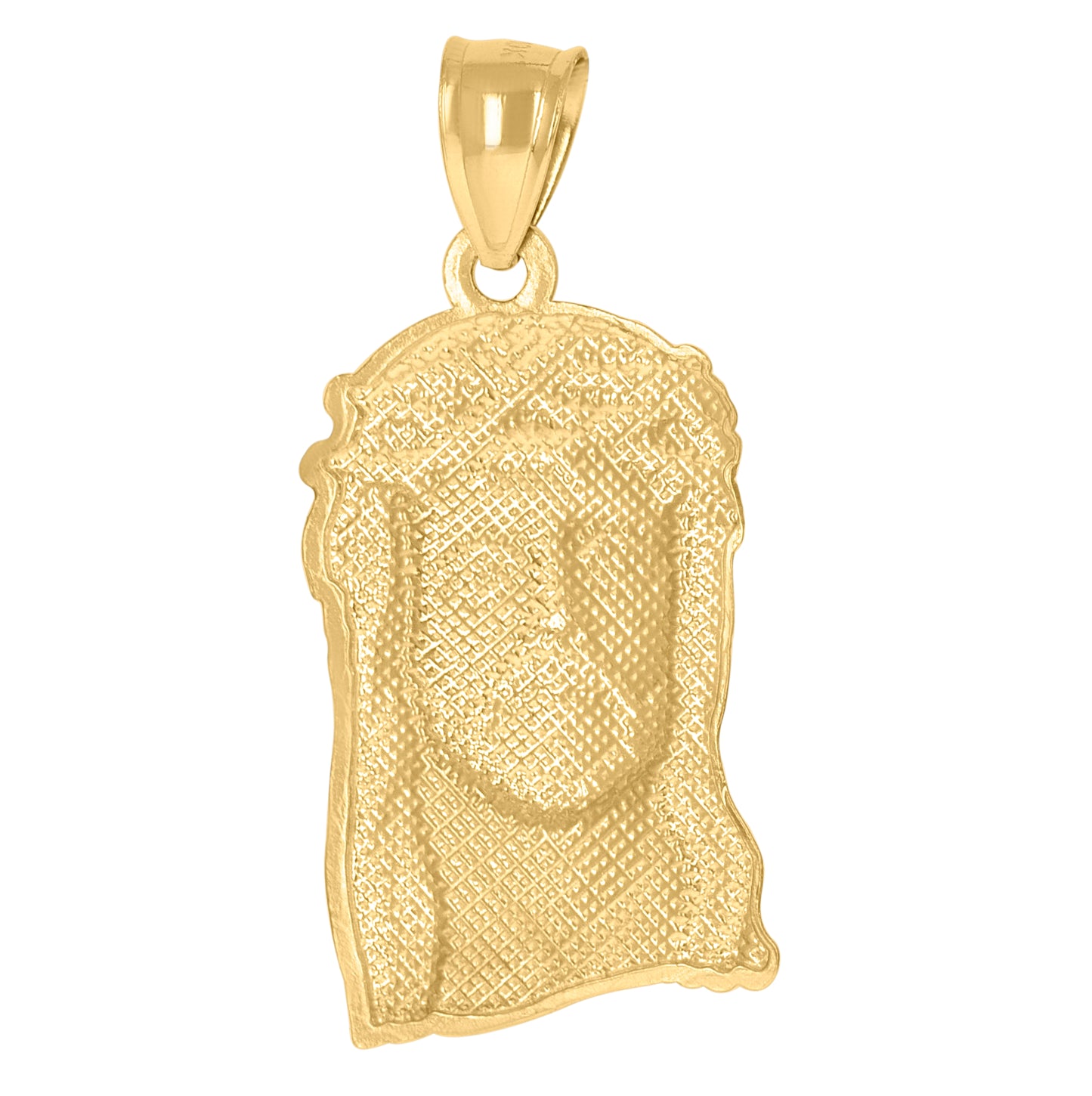 10K Gold Two-Tone Textured Mens Jesus Religious Charm Pendant