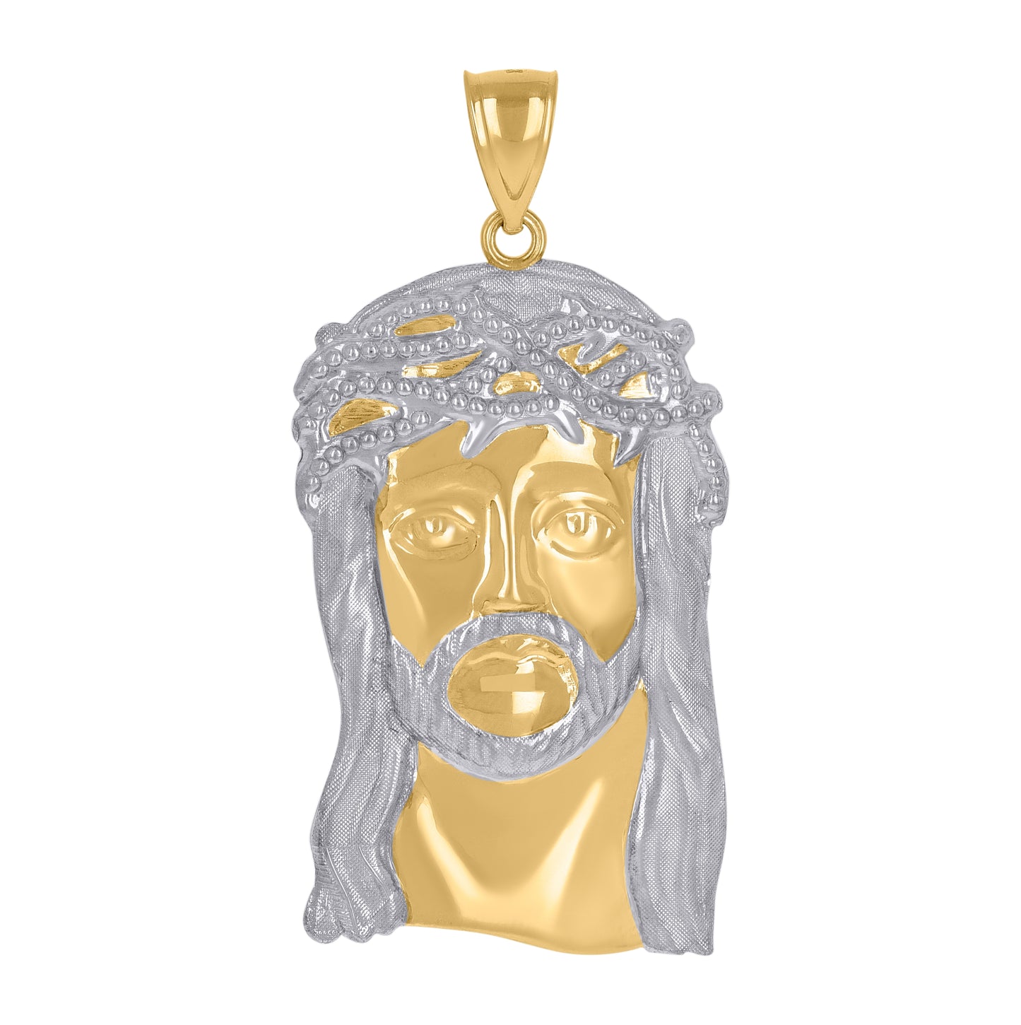 10K Two-Tone Gold Mens Women Jesus Christ Religious Charm Pendant