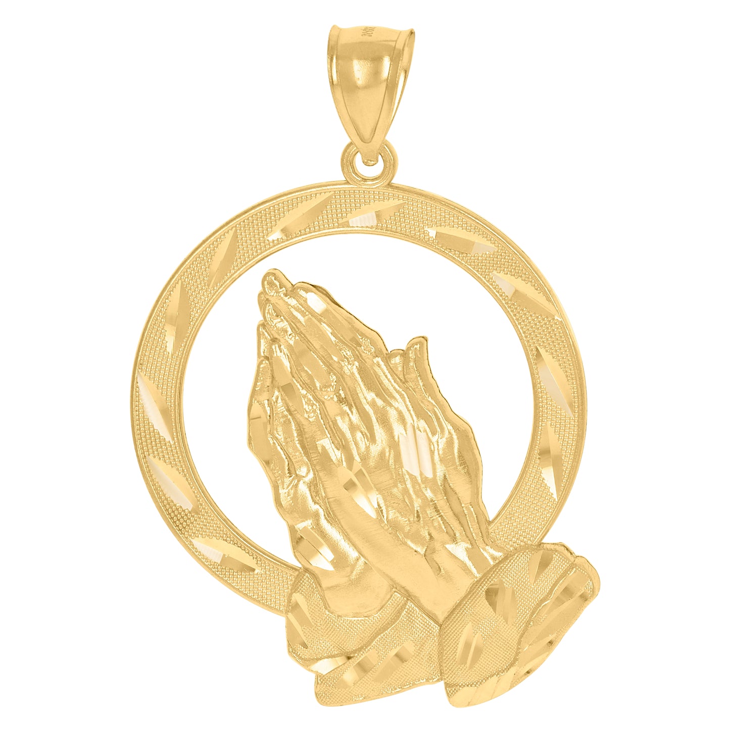 10K Two-Tone Gold Mens Women Praying Hands Religious Charm Pendant