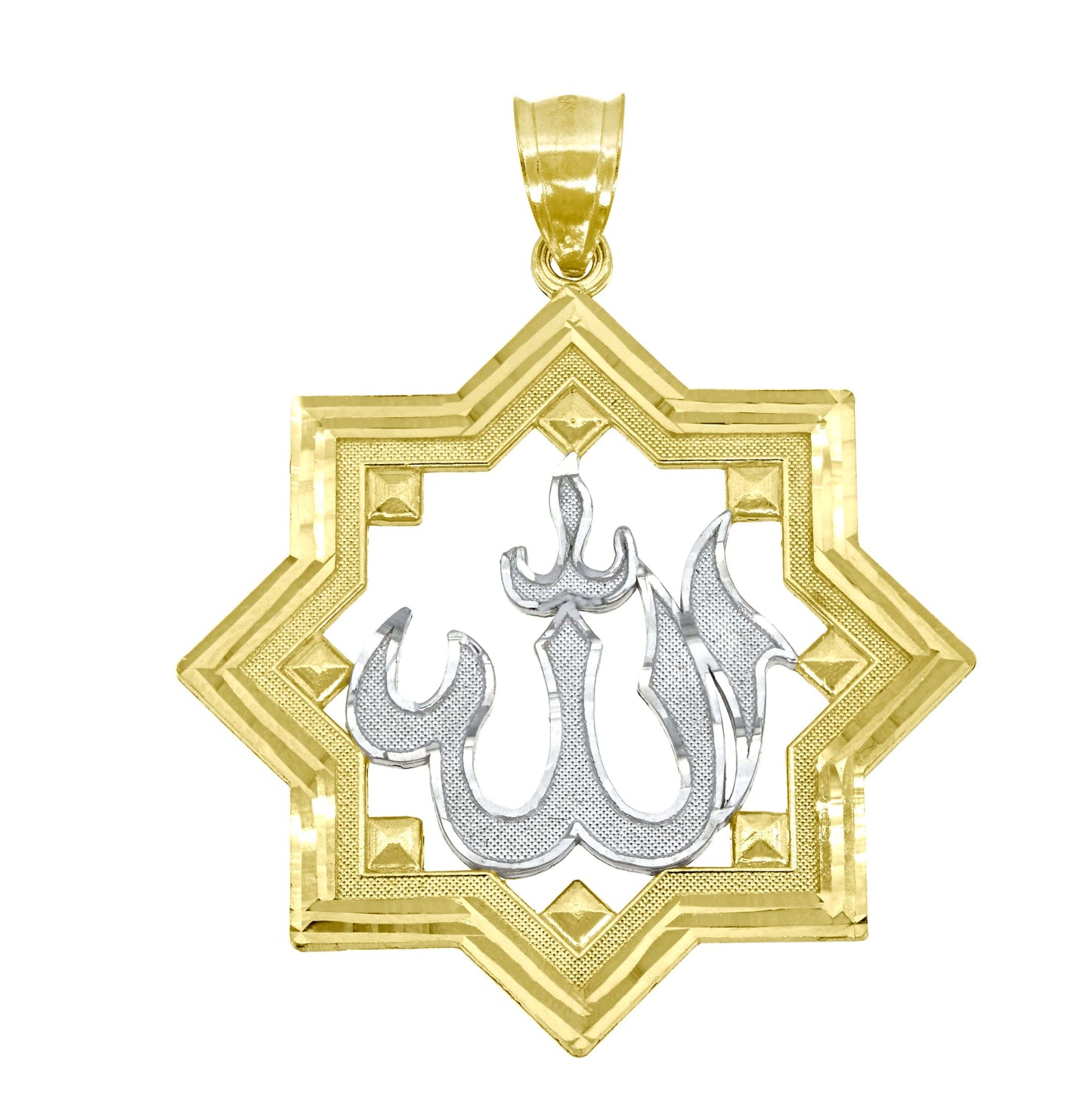10K Two-Tone Gold Mens Women Diamond-Cut Religious Charm Pendant