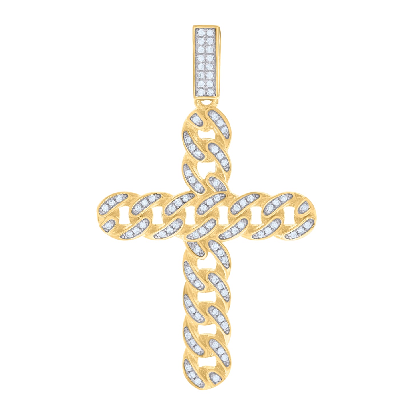 Sterling Silver Unisex Cubic Zirconia Cross Religious Charm Pendant