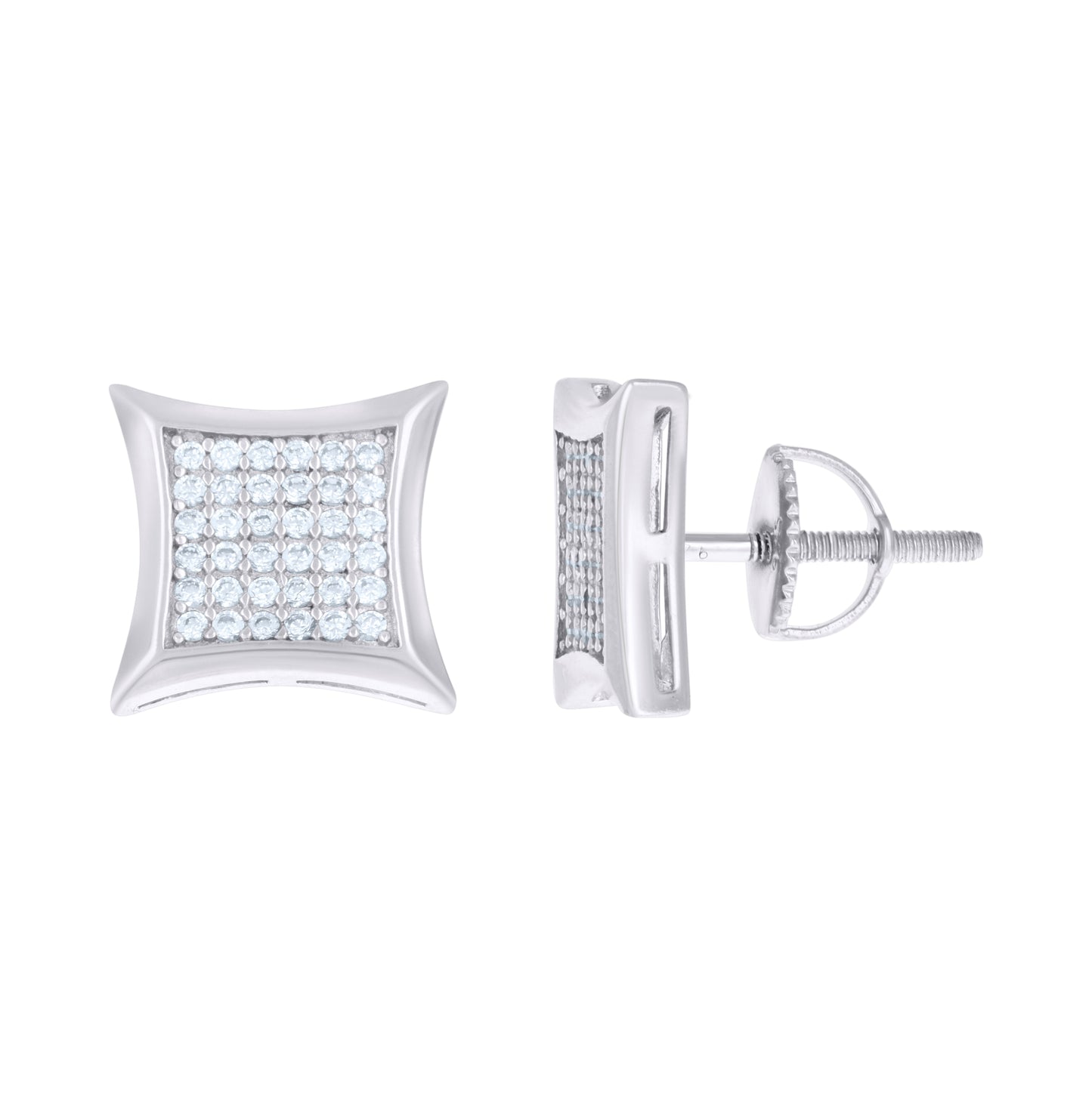 Sterling Silver Or Yellow-Tone Unisex Cubic Zirconia Kite Stud Earrings