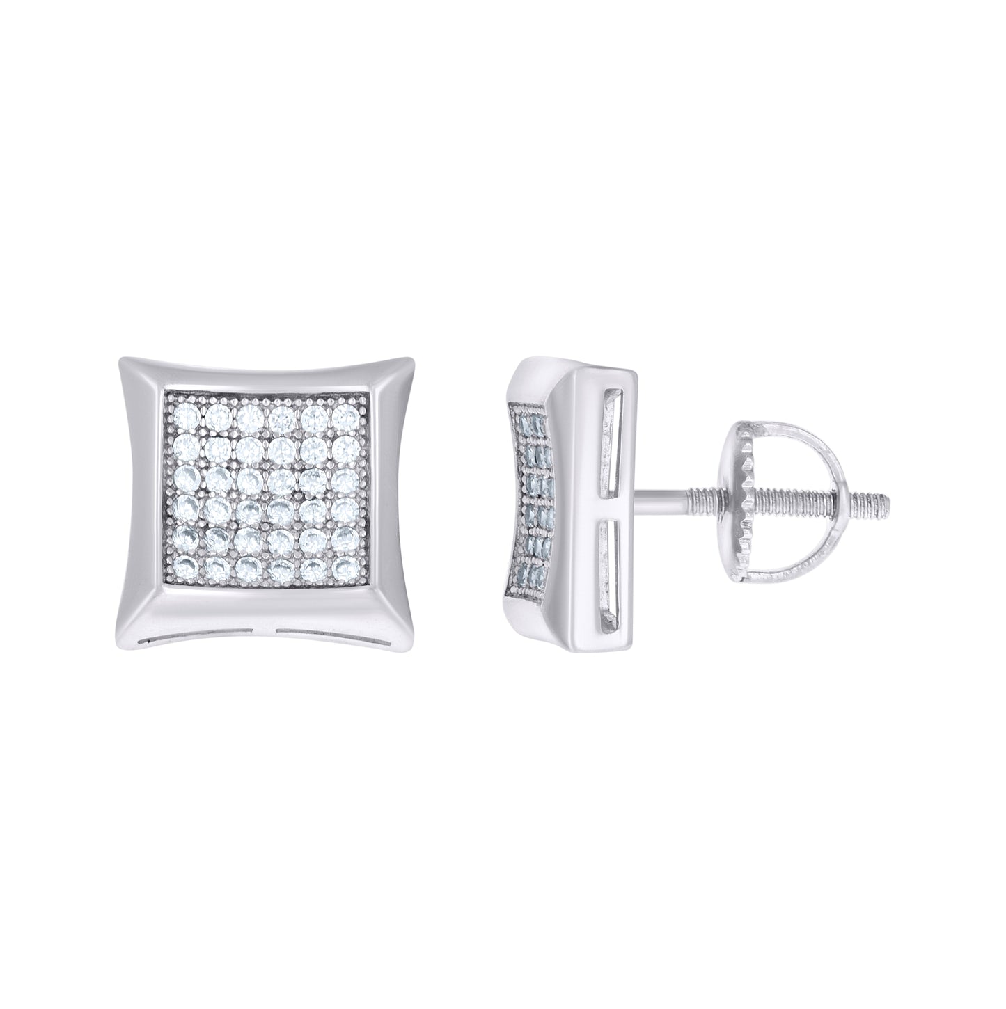 Sterling Silver Or Yellow-Tone Unisex Cubic Zirconia Kite Stud Earrings