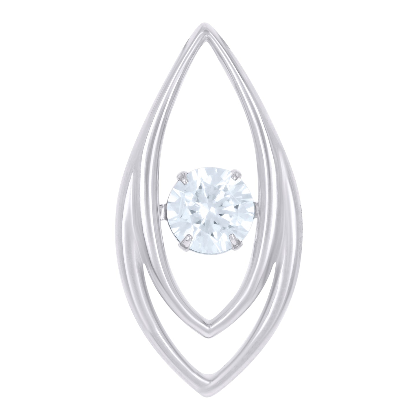 Sterling Silver Womens Aqua Cubic Zirconia Fashion Teardrop Slide Charm Pendant