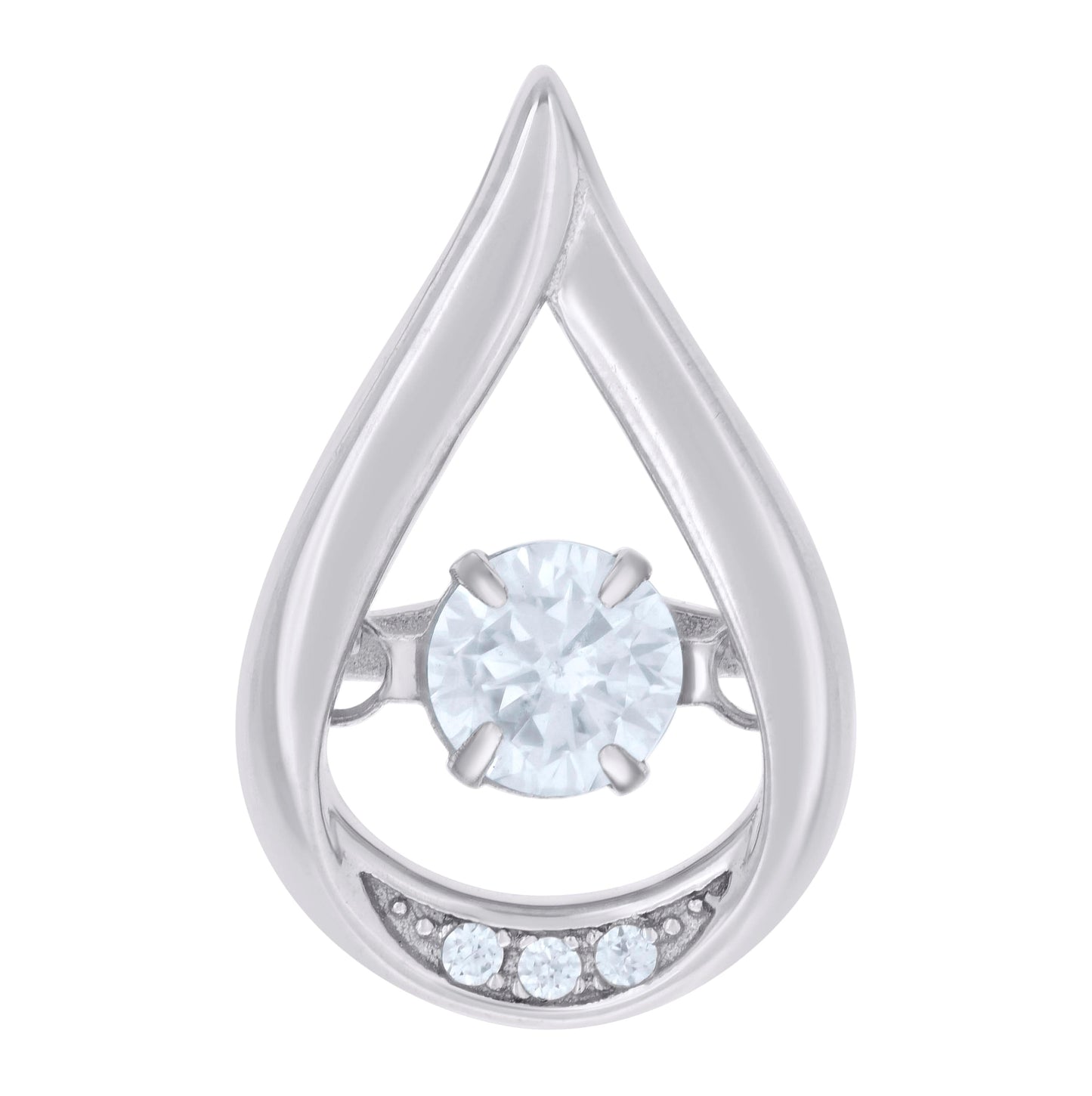 Sterling Silver Womens Cubic Zirconia Fashion Teardrop Slide Charm Pendant