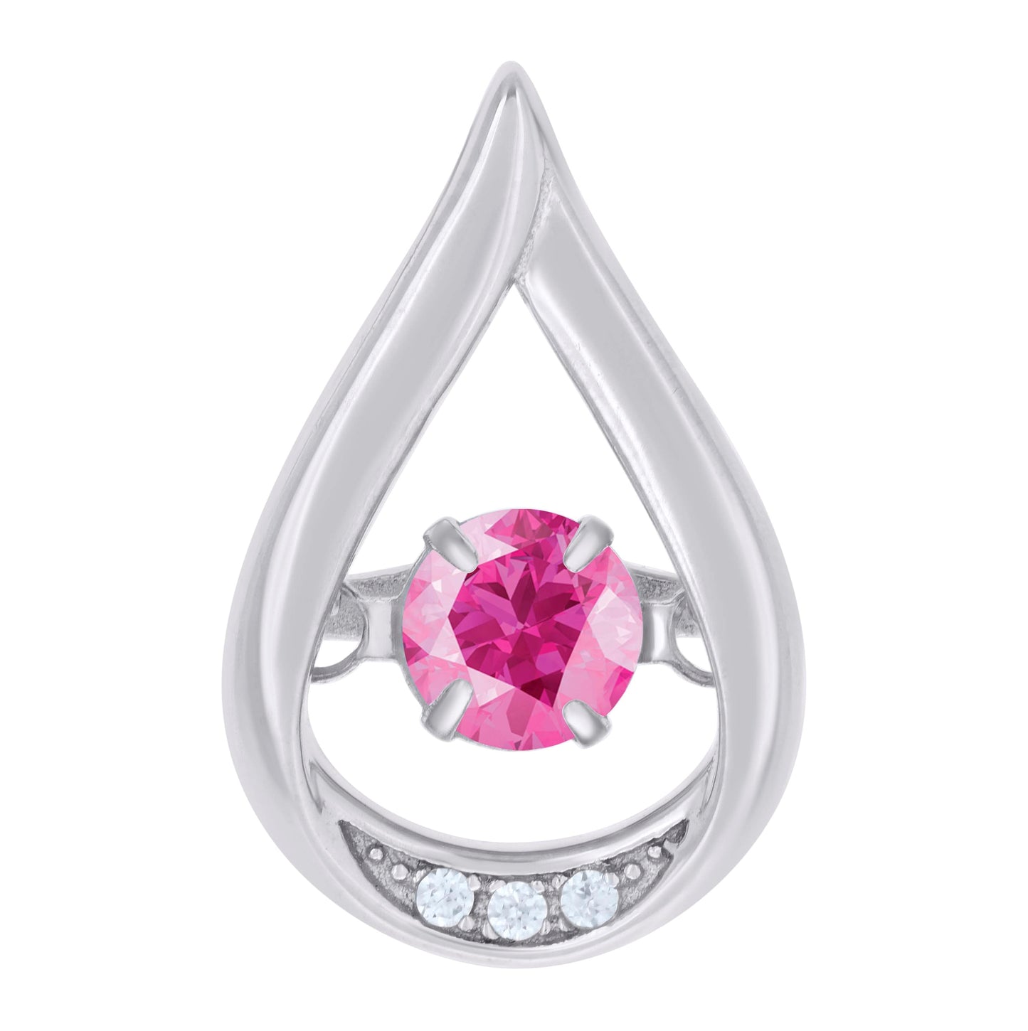 Sterling Silver Womens Cubic Zirconia Fashion Teardrop Slide Charm Pendant