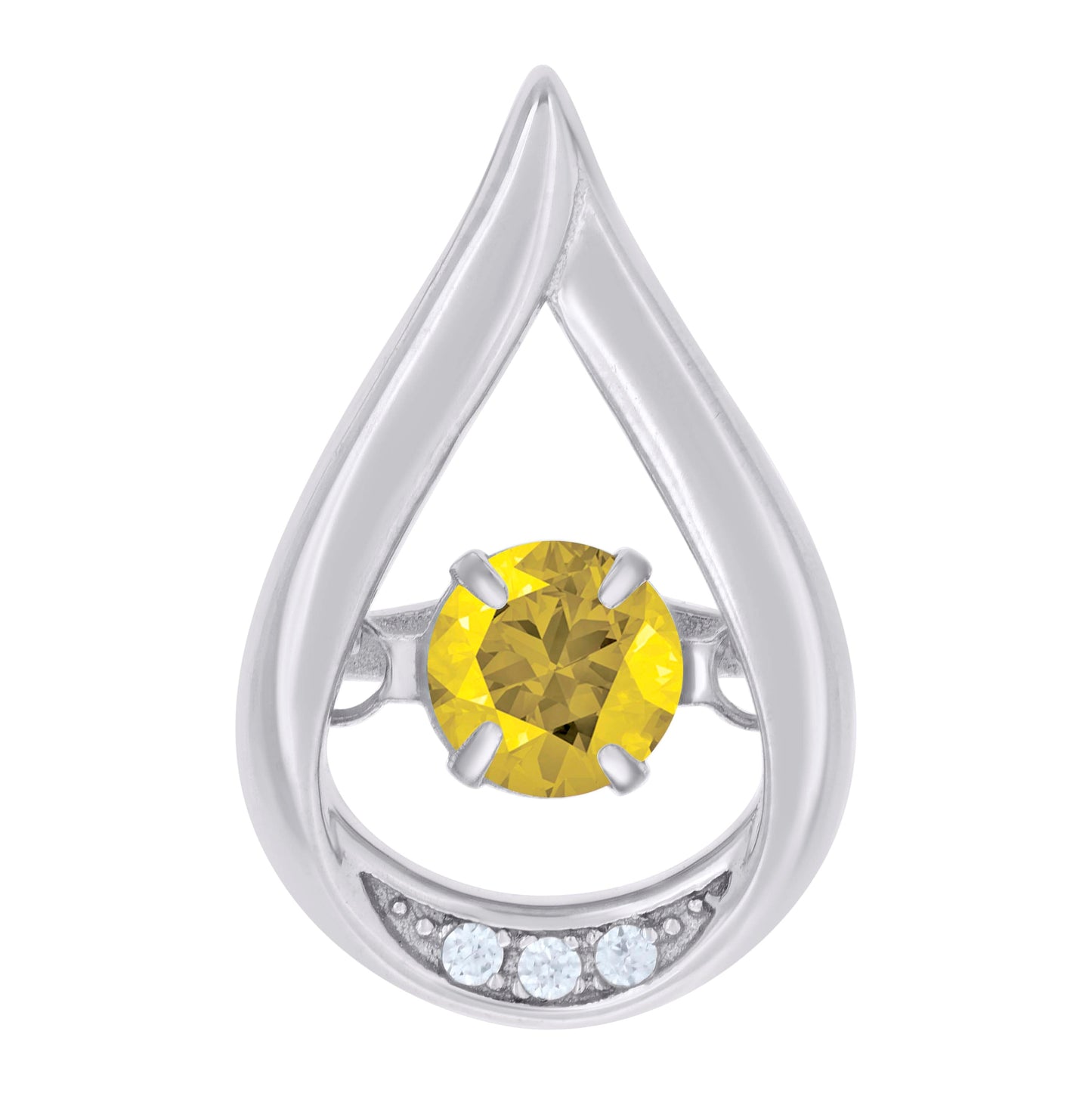 Sterling Silver Womens Cubic Zirconia Fashion Teardrop Slide Charm Pendant