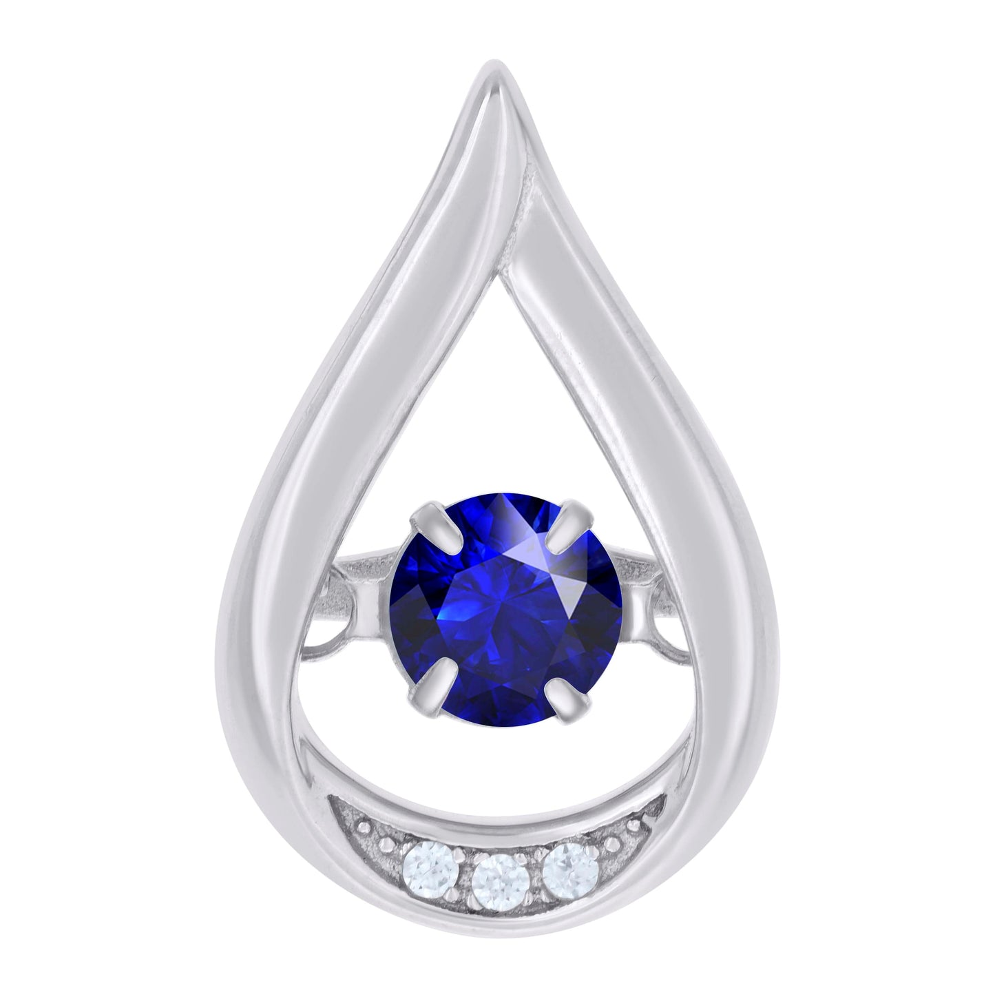 Sterling Silver Womens Cubic Zirconia Fashion Teardrop Slide Charm Pendant