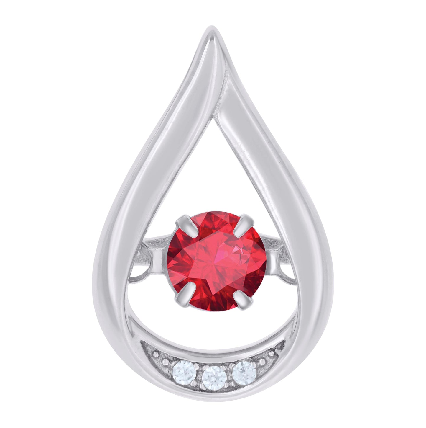 Sterling Silver Womens Cubic Zirconia Fashion Teardrop Slide Charm Pendant