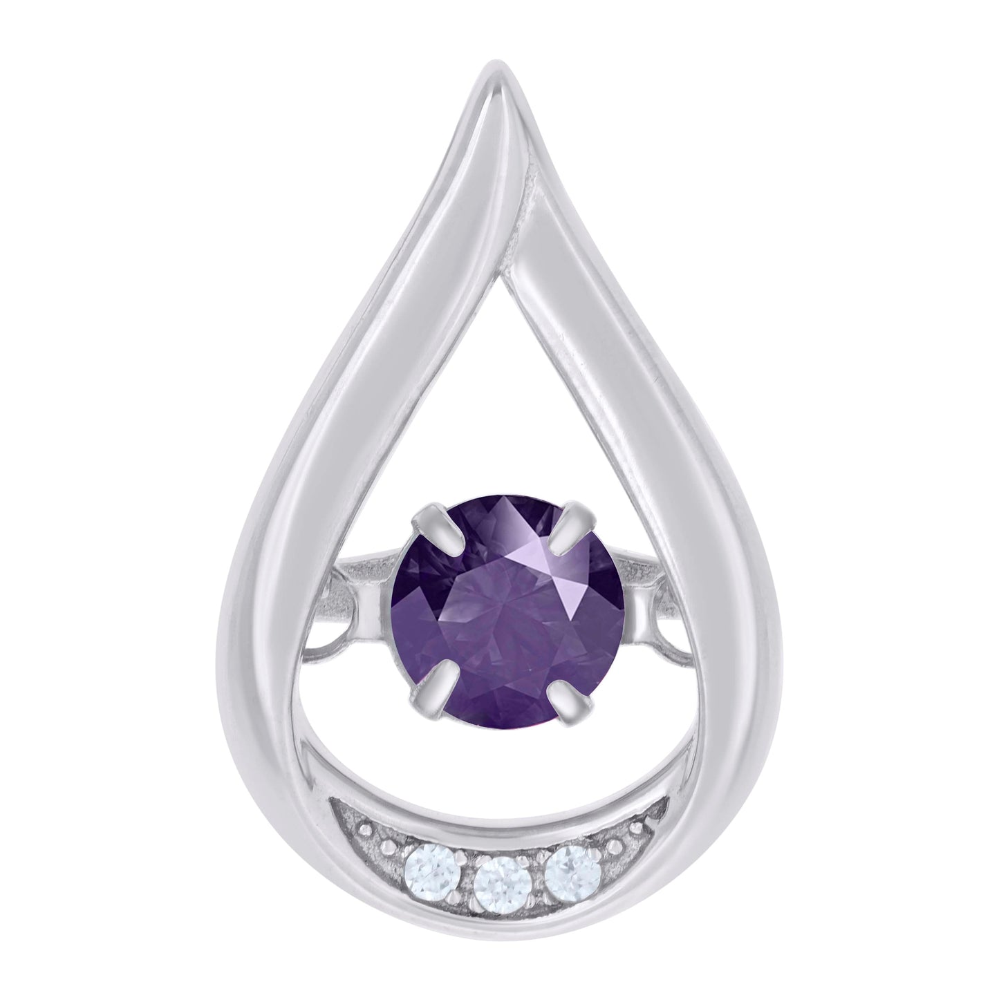 Sterling Silver Womens Cubic Zirconia Fashion Teardrop Slide Charm Pendant