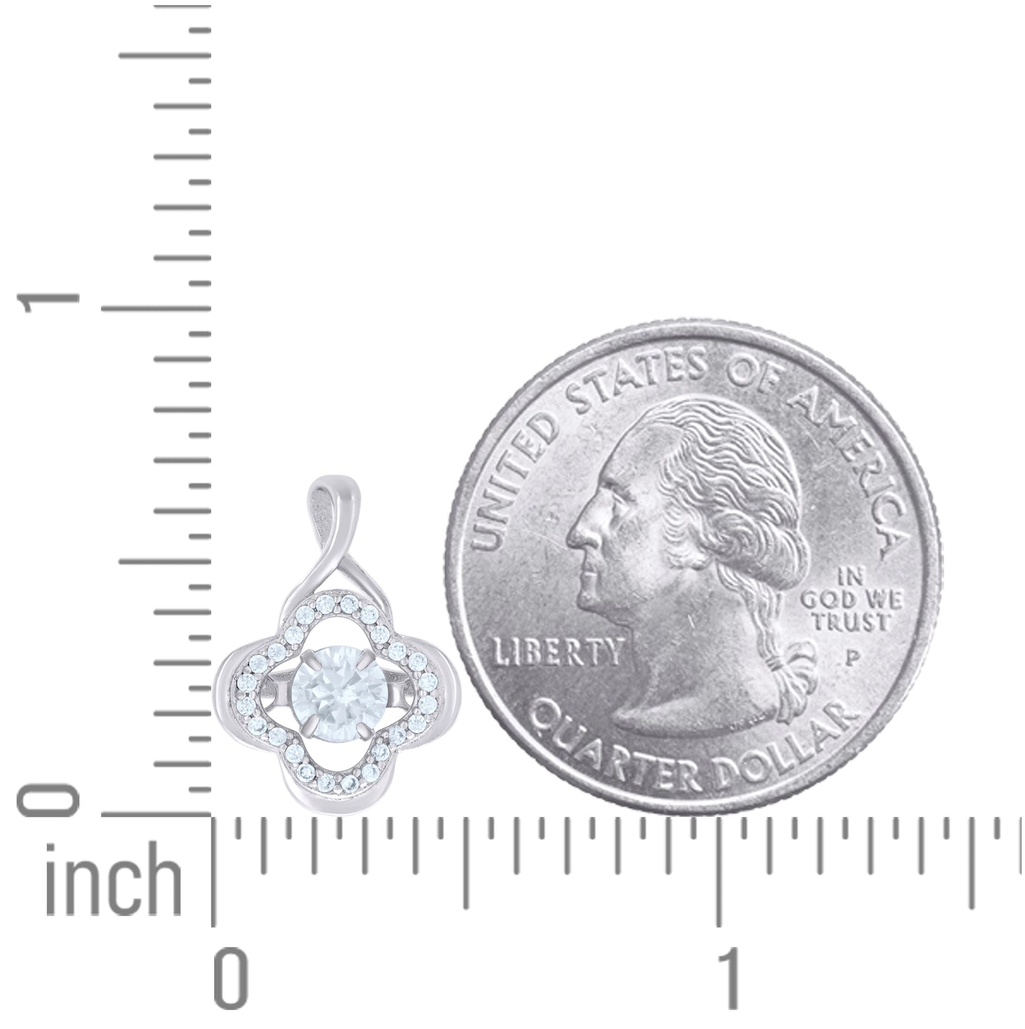 Sterling Silver Womens Cubic Zirconia Fashion Flower Charm Pendant