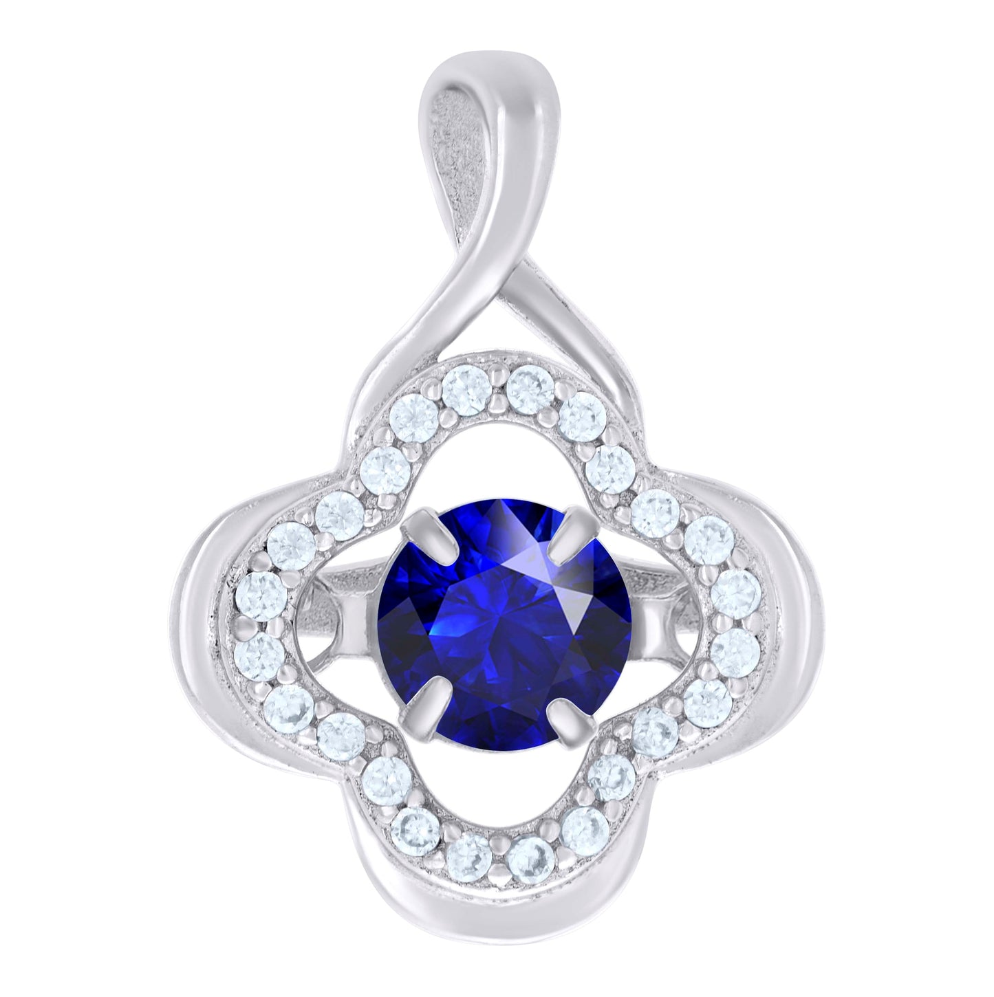 Sterling Silver Womens Cubic Zirconia Fashion Flower Charm Pendant