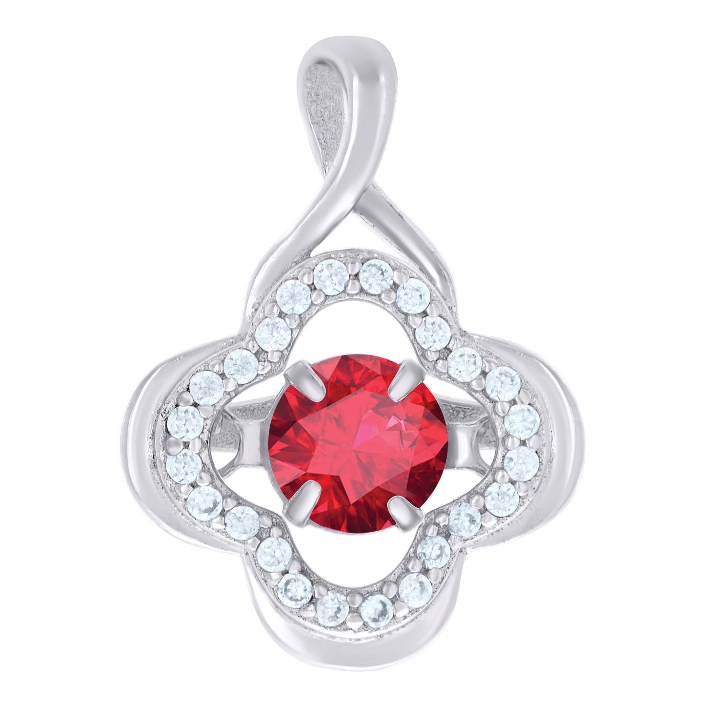 Sterling Silver Womens Cubic Zirconia Fashion Flower Charm Pendant
