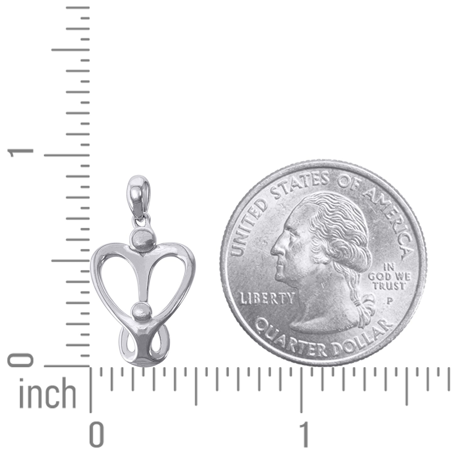Sterling Silver Womens Heart Mom Child Charm Pendant