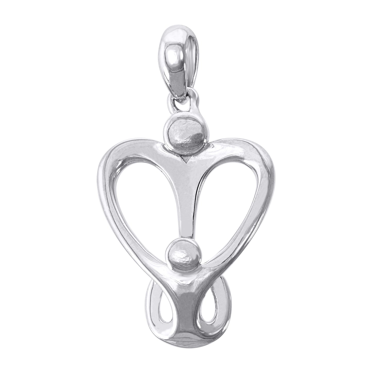 Sterling Silver Womens Heart Mom Child Charm Pendant
