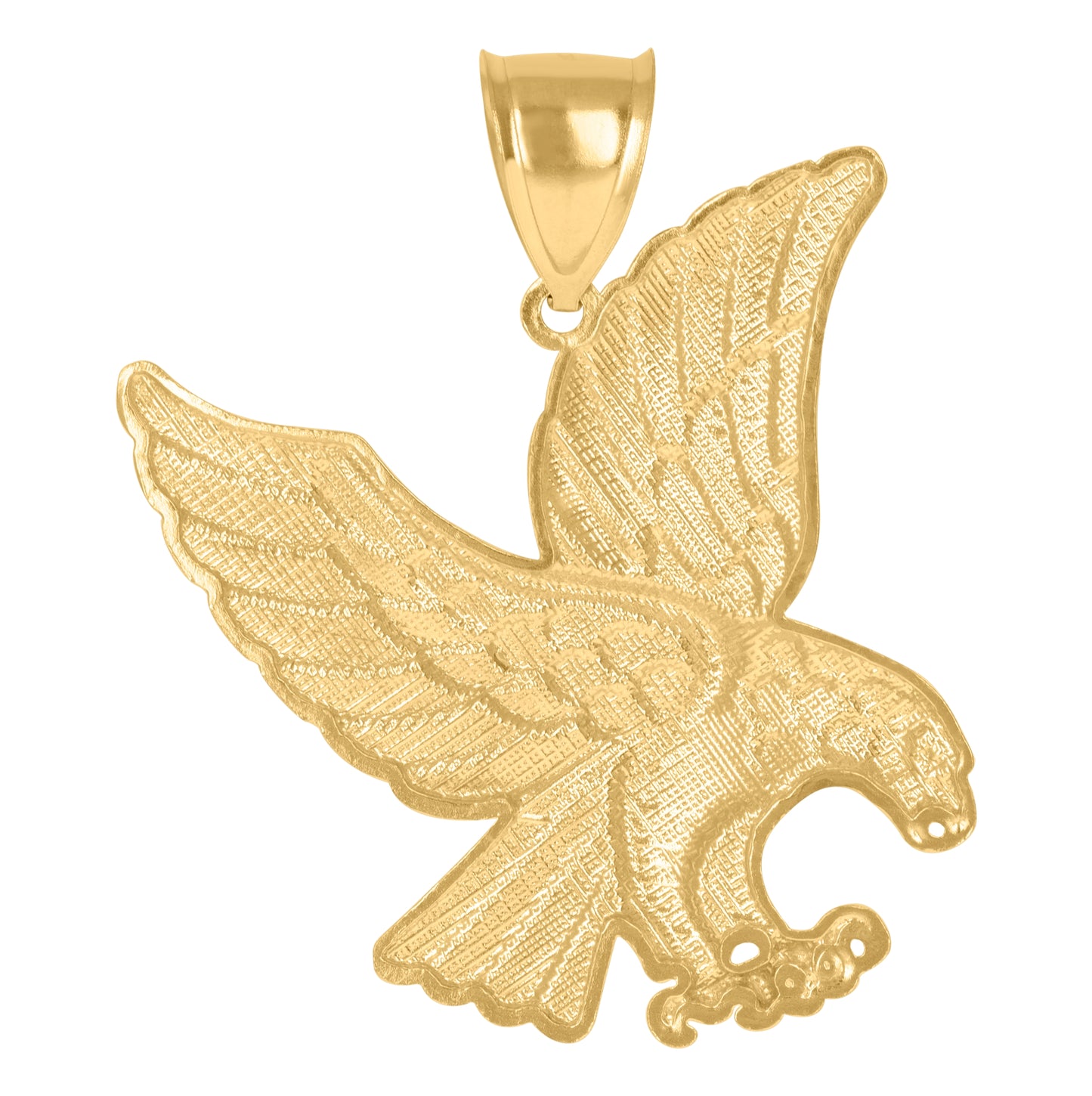 10K Two-Tone Gold Mens Diamond-Cut Eagle Animal Patriotism Charm Pendant