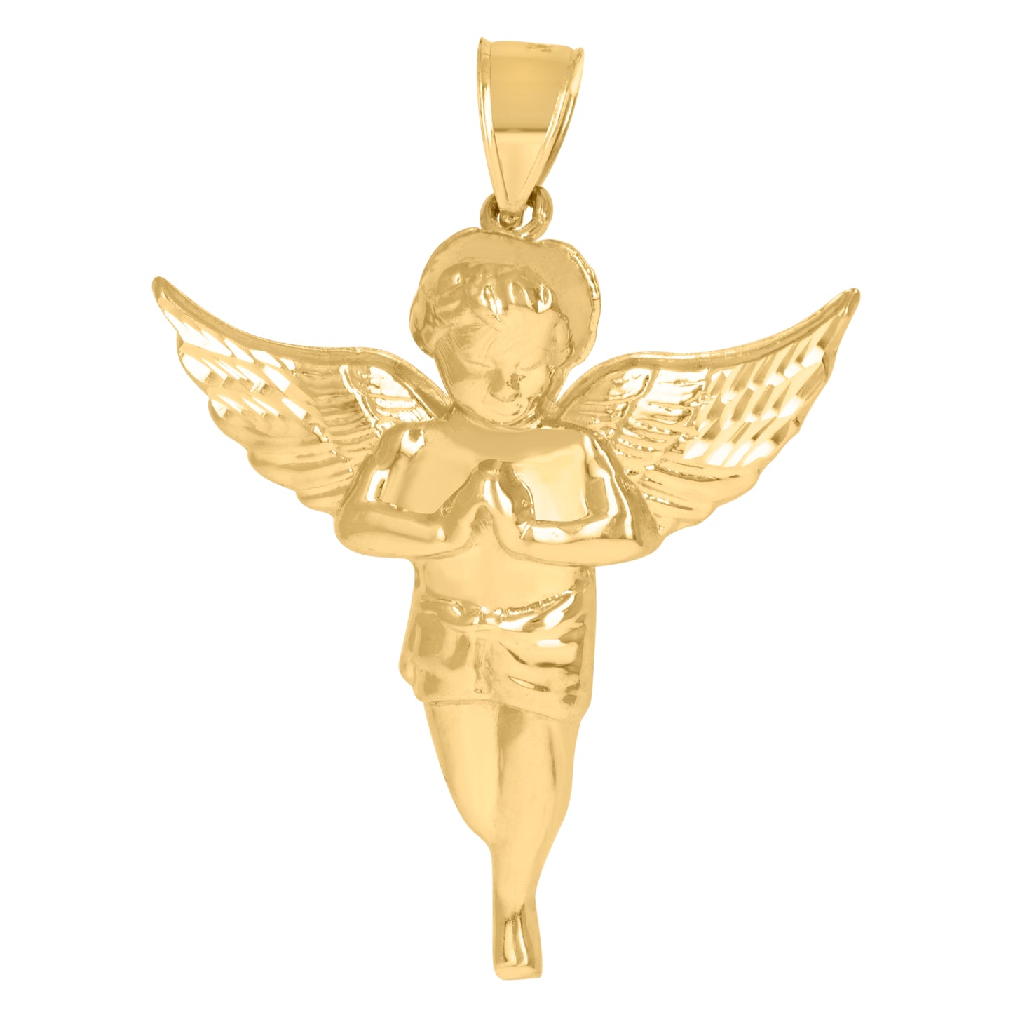 10K Yellow Gold Mens Women Cupid Angel Religious Charm Pendant