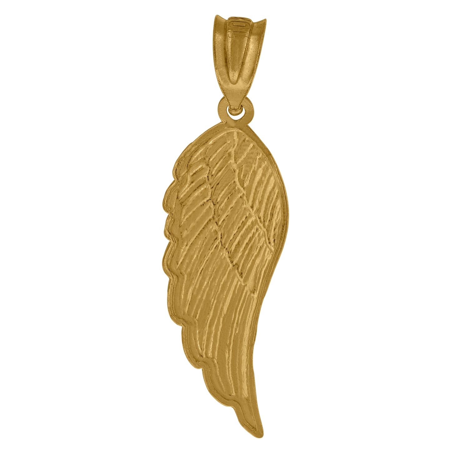10K Yellow Gold Mens Women Diamond-Cut Angel Wing Charm Pendant