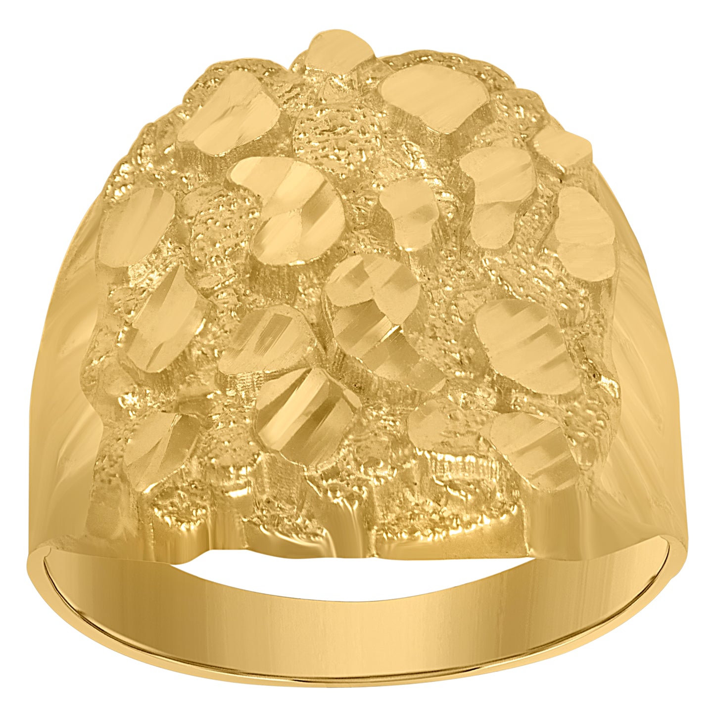 10K Yellow Gold Mens Nugget Fashion Rings