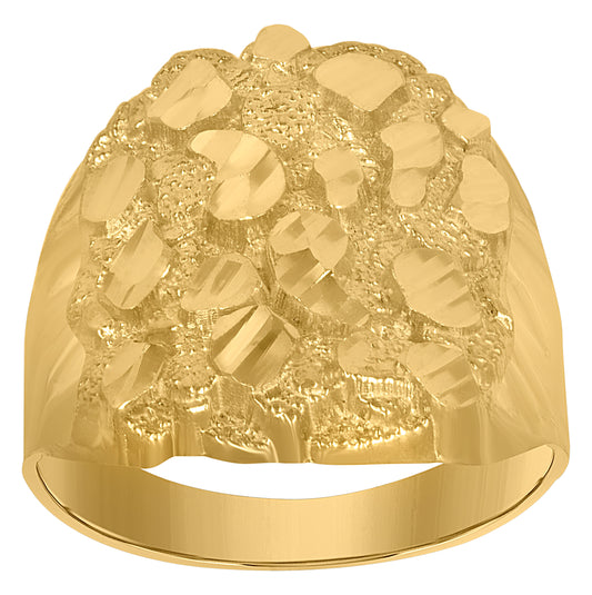 10K Yellow Gold Mens Nugget Fashion Rings