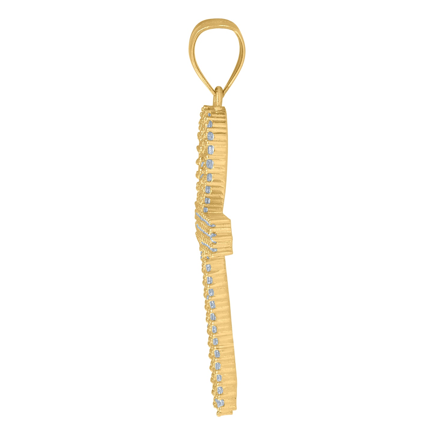 10K Yellow Gold Unisex Cubic Zirconia Cubic-Zirconia Ankh Cross Religious Charm Pendant