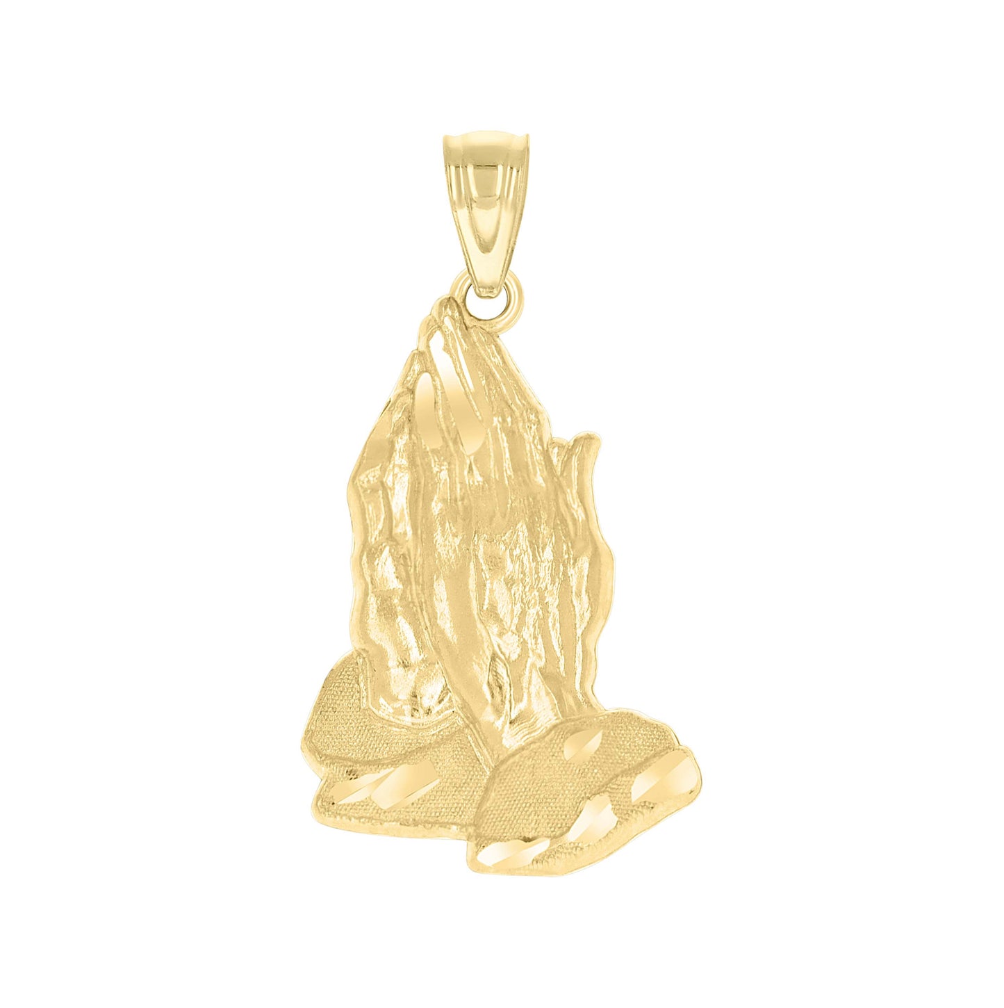 10K Two-Tone Gold Mens Women Praying Hands Religious Charm Pendant