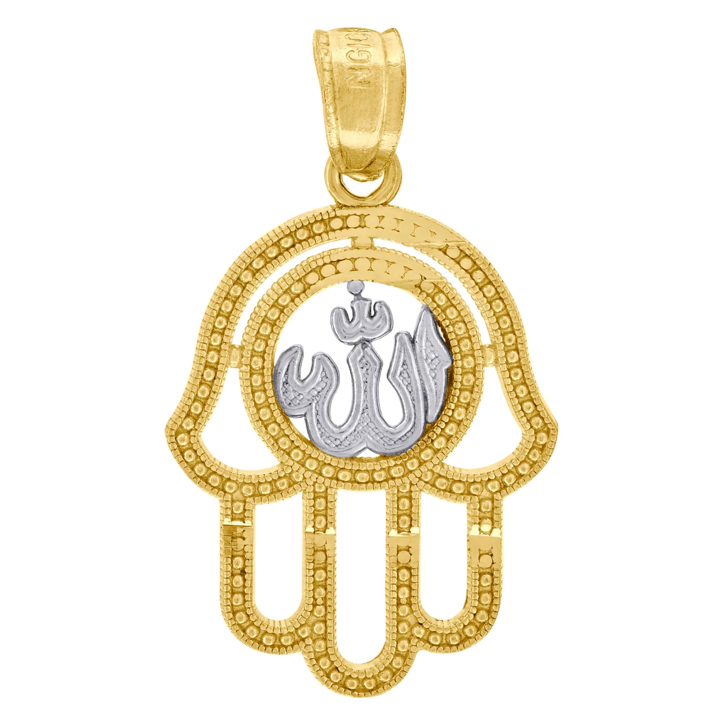 10K Two-Tone Gold Mens Women Textured Religious Charm Pendant