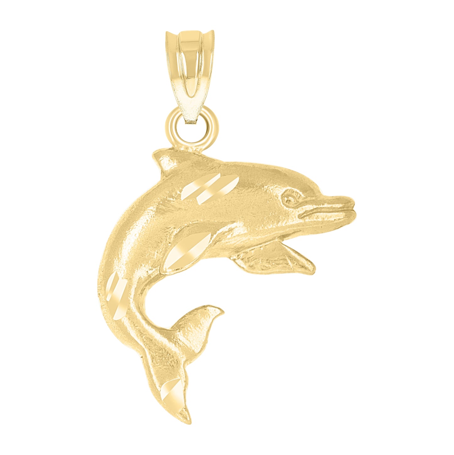 14K Yellow Gold Unisex Dolphin Animal Ht:25.1Mm Pendant Charm