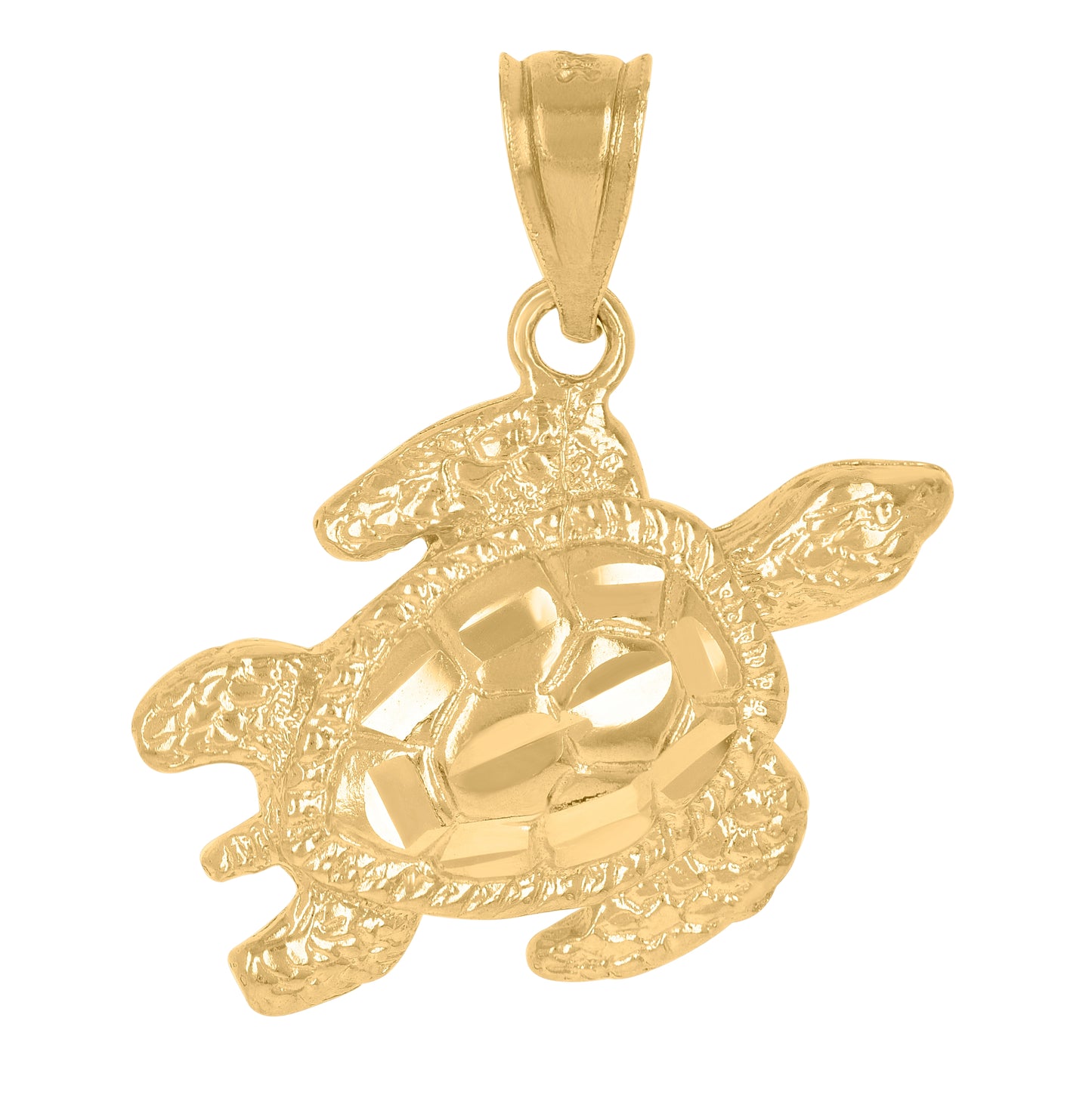 14K Yellow Gold Womens Diamond-Cut Turtle Animal Ht:21.5Mm Pendant Charm