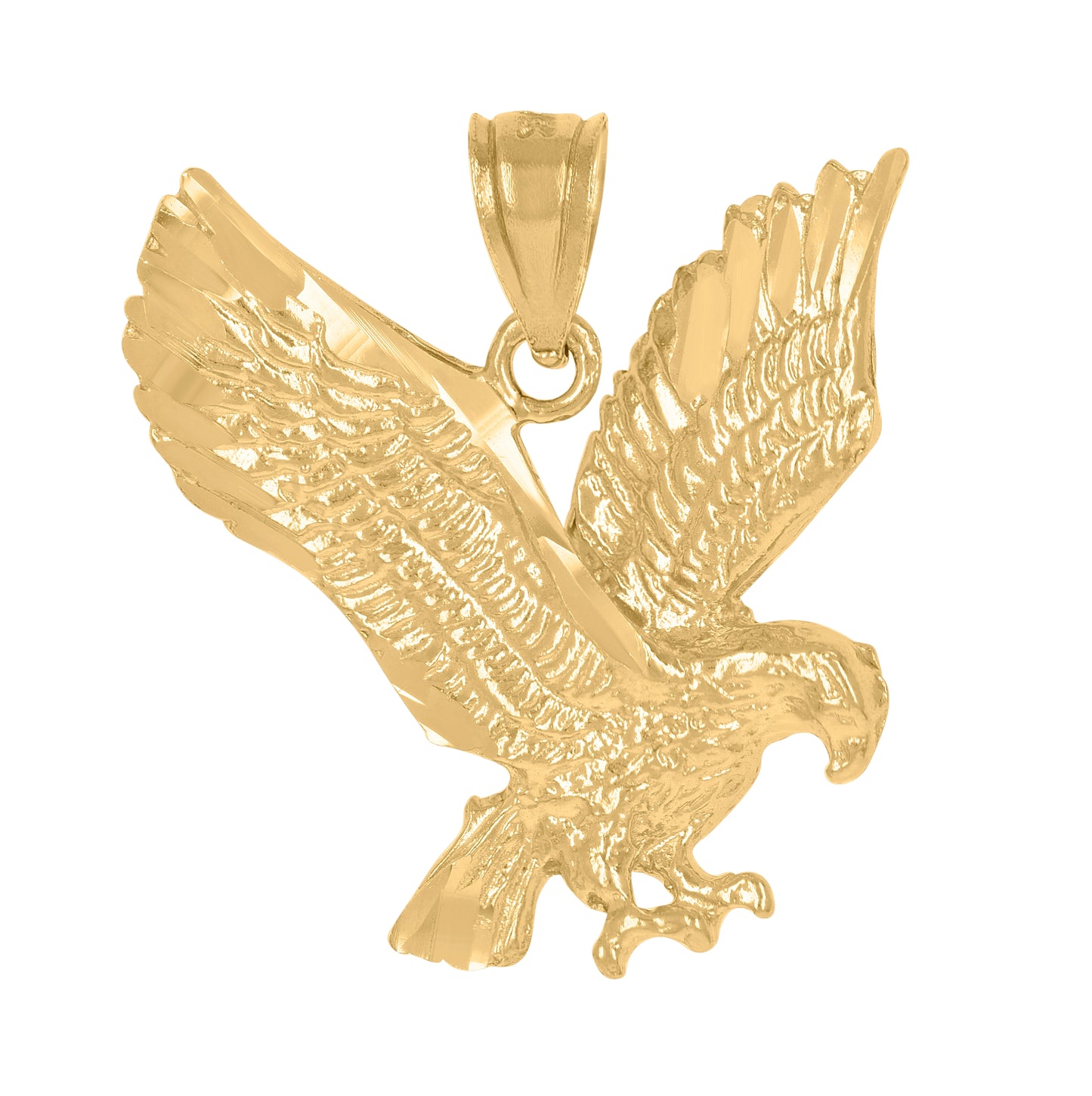 14K Yellow Gold Womens Diamond-Cut Eagle Bird Ht:11.9Mm Pendant Charm