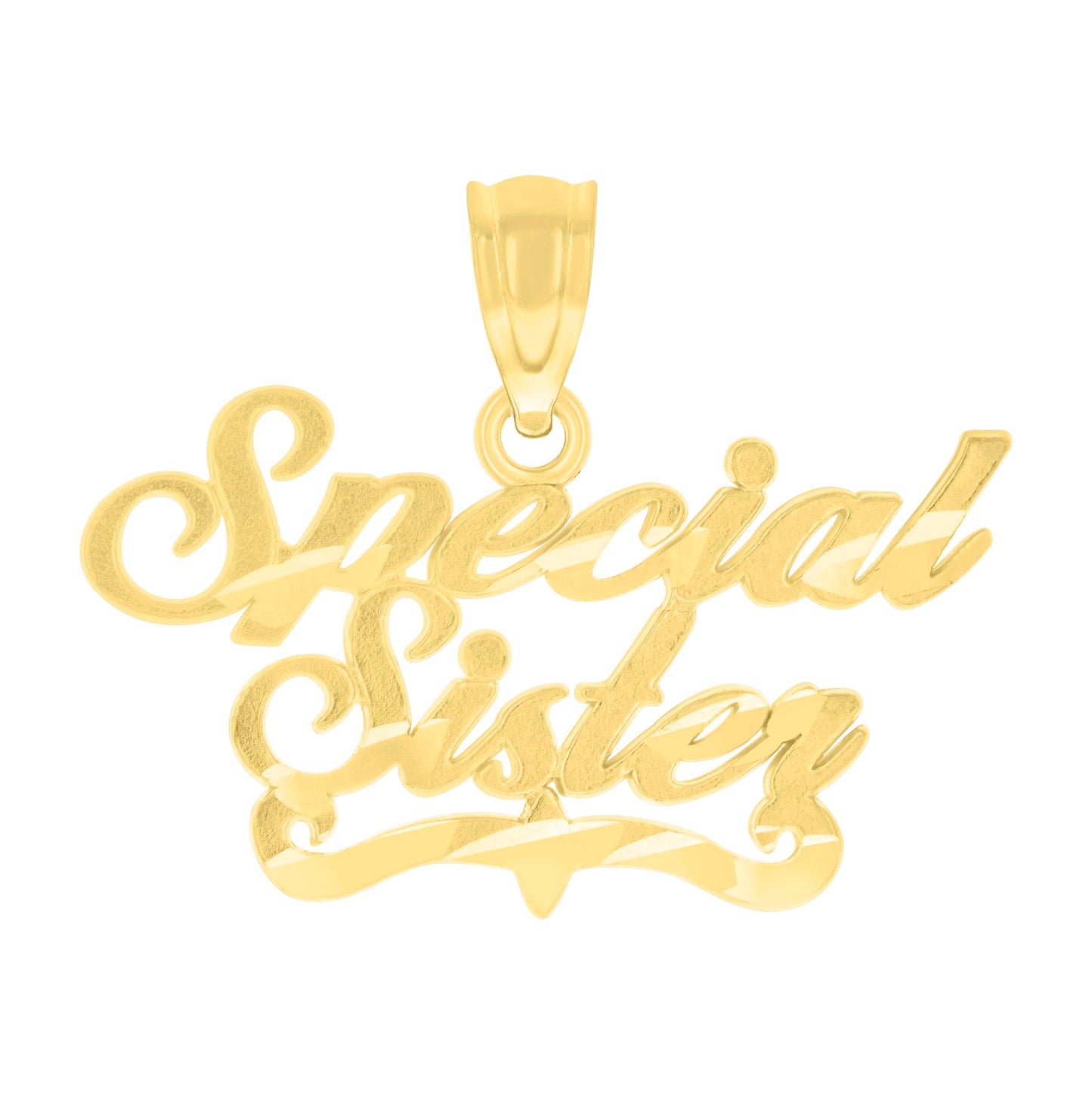 14K Yellow Gold Womens Diamond-Cut Special Sister Ht:16.9Mm Pendant Charm