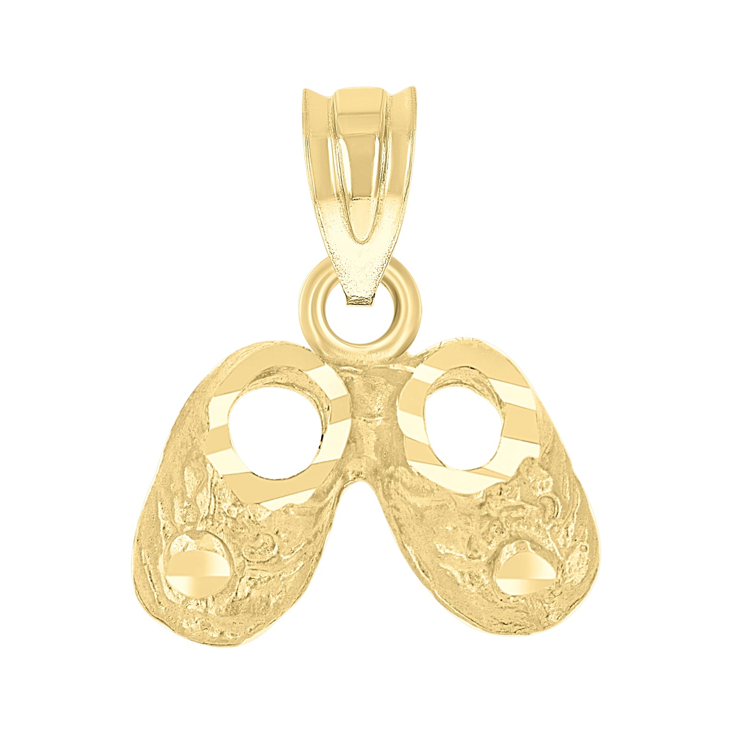 14K Yellow Gold Baby Diamond-Cut Baby Shoes Ht:13.6Mm Baby Pendant Charm