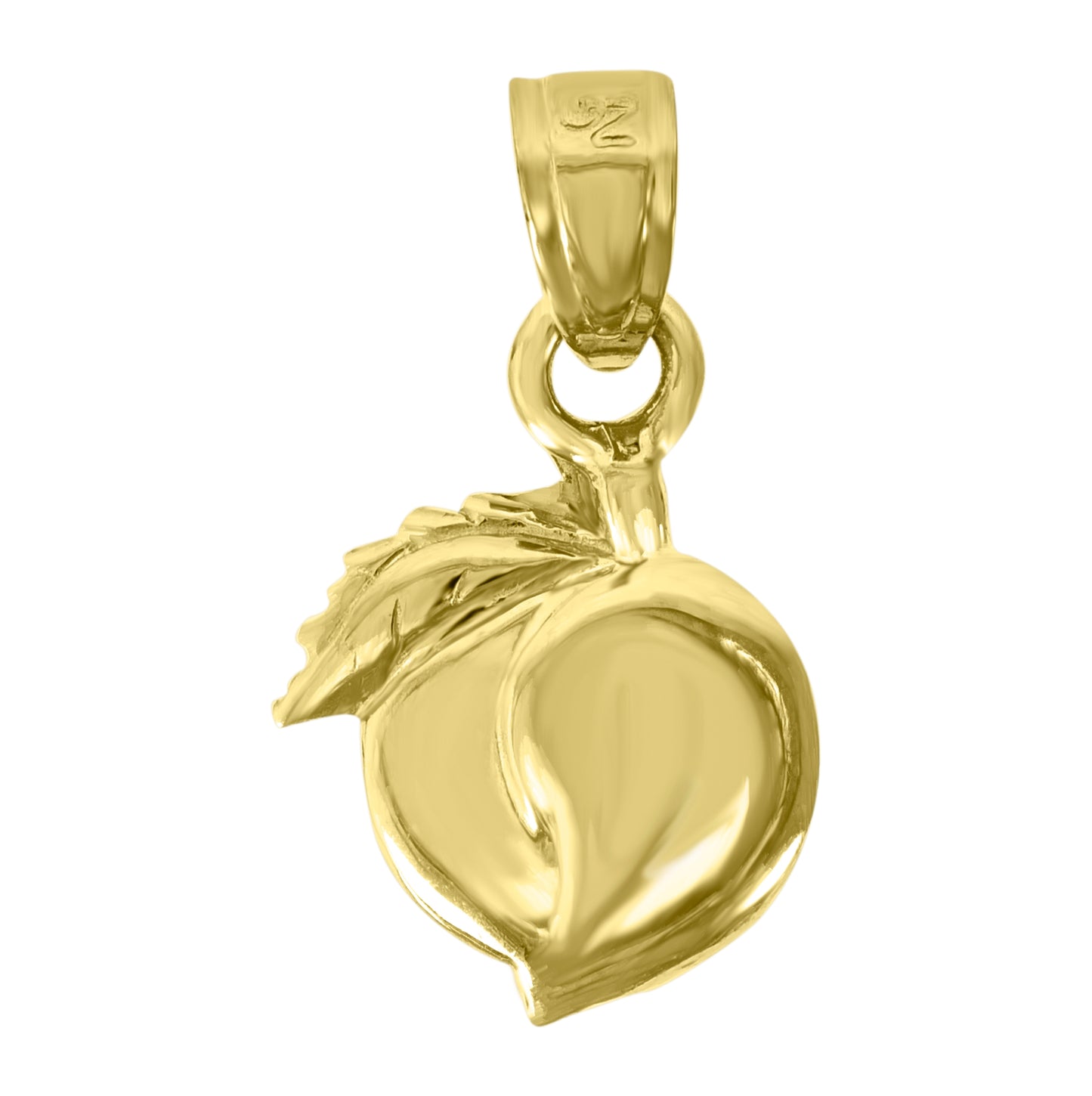 14K Yellow Gold Womens Peach Food Fashion Pendant Charm