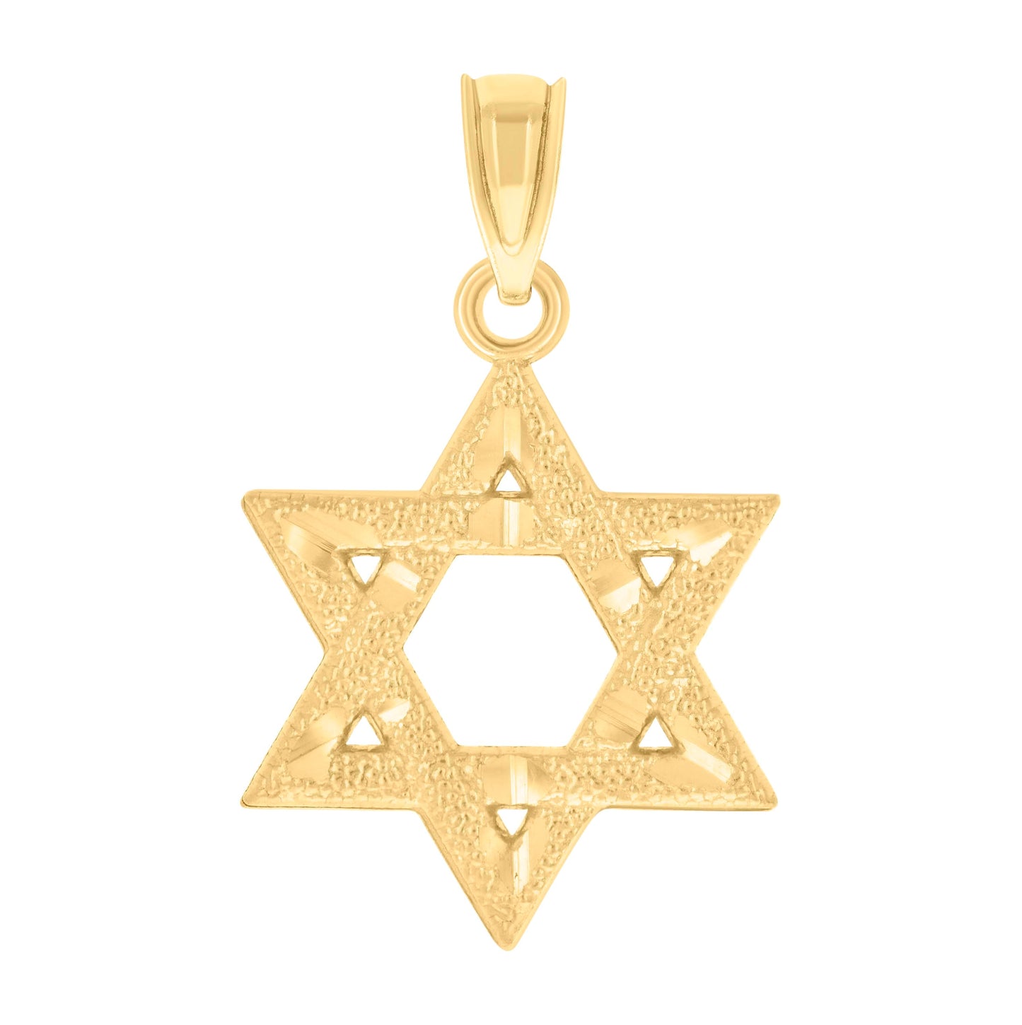 14K Yellow Gold Womens Diamond-Cut Star Of David Ht:23.4Mm Religious Pendant Charm