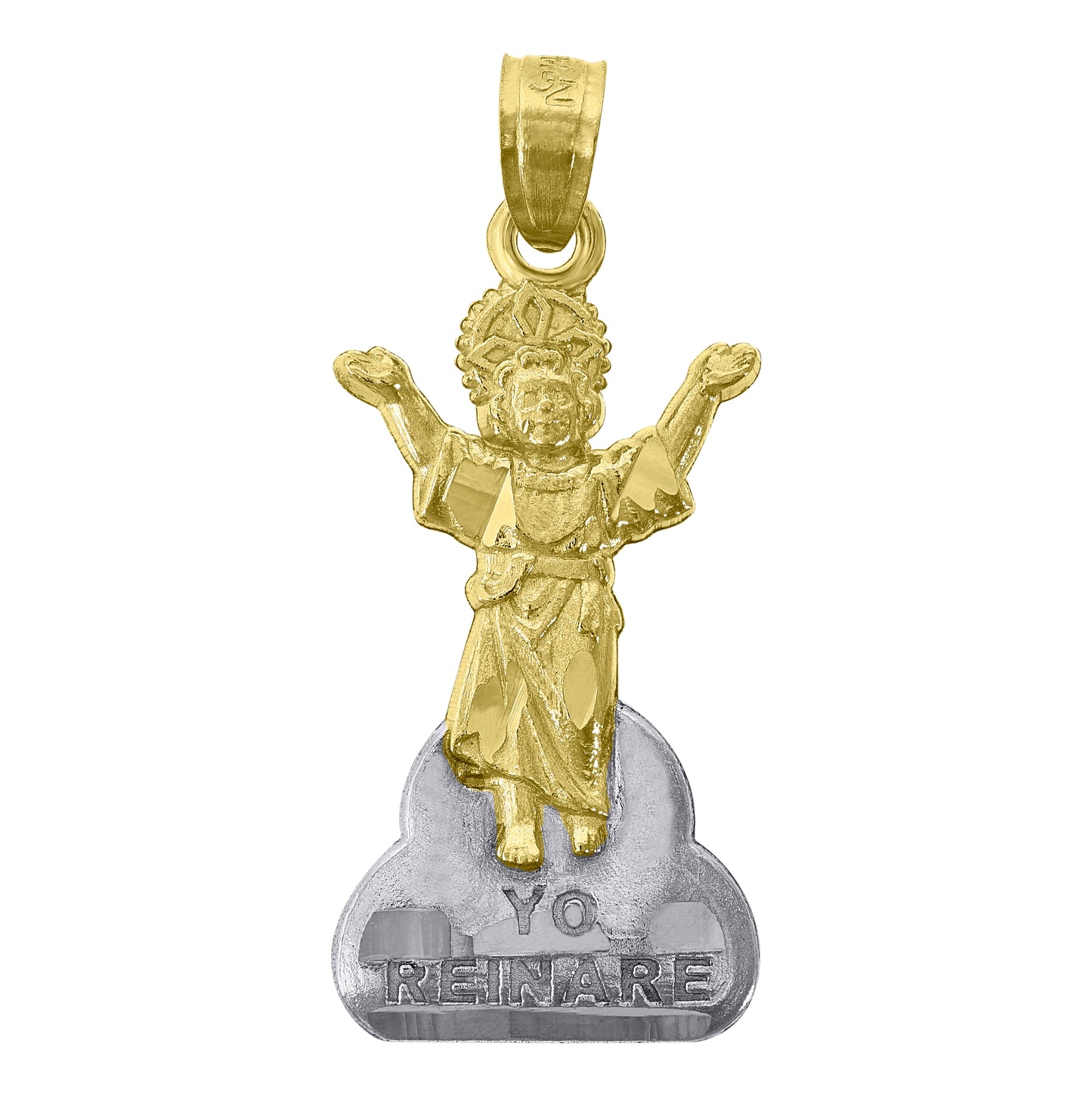 14K Gold Womens Two-Tone Jesus Yo Reinare Ht:26.5Mm Religious Pendant Charm