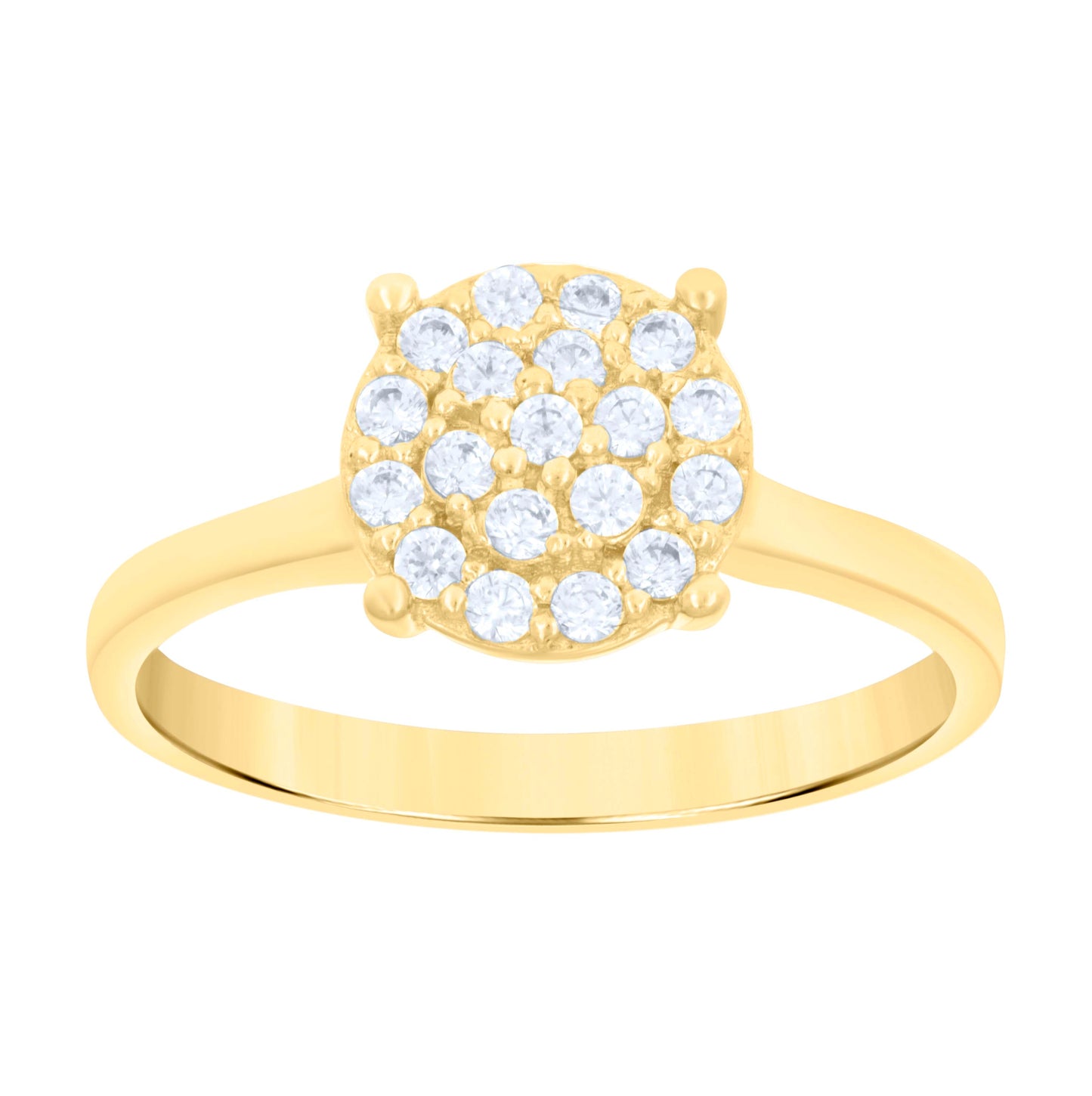 14K Two-Tone Gold Womens Cubic Zirconia Cluster Round Engagement Ring