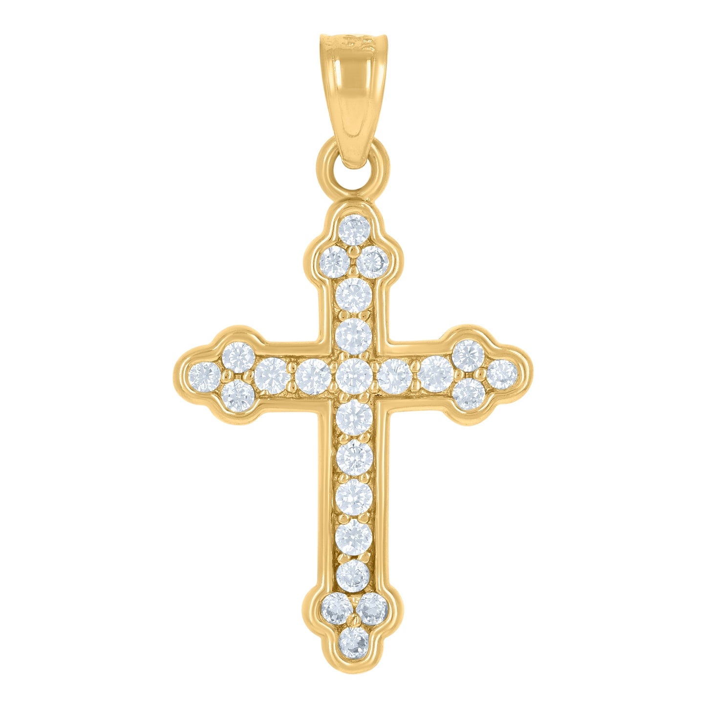 14K Gold Womens Two-Tone Cubic-Zirconia Cross Ht:27.8Mm Religious Pendant Charm
