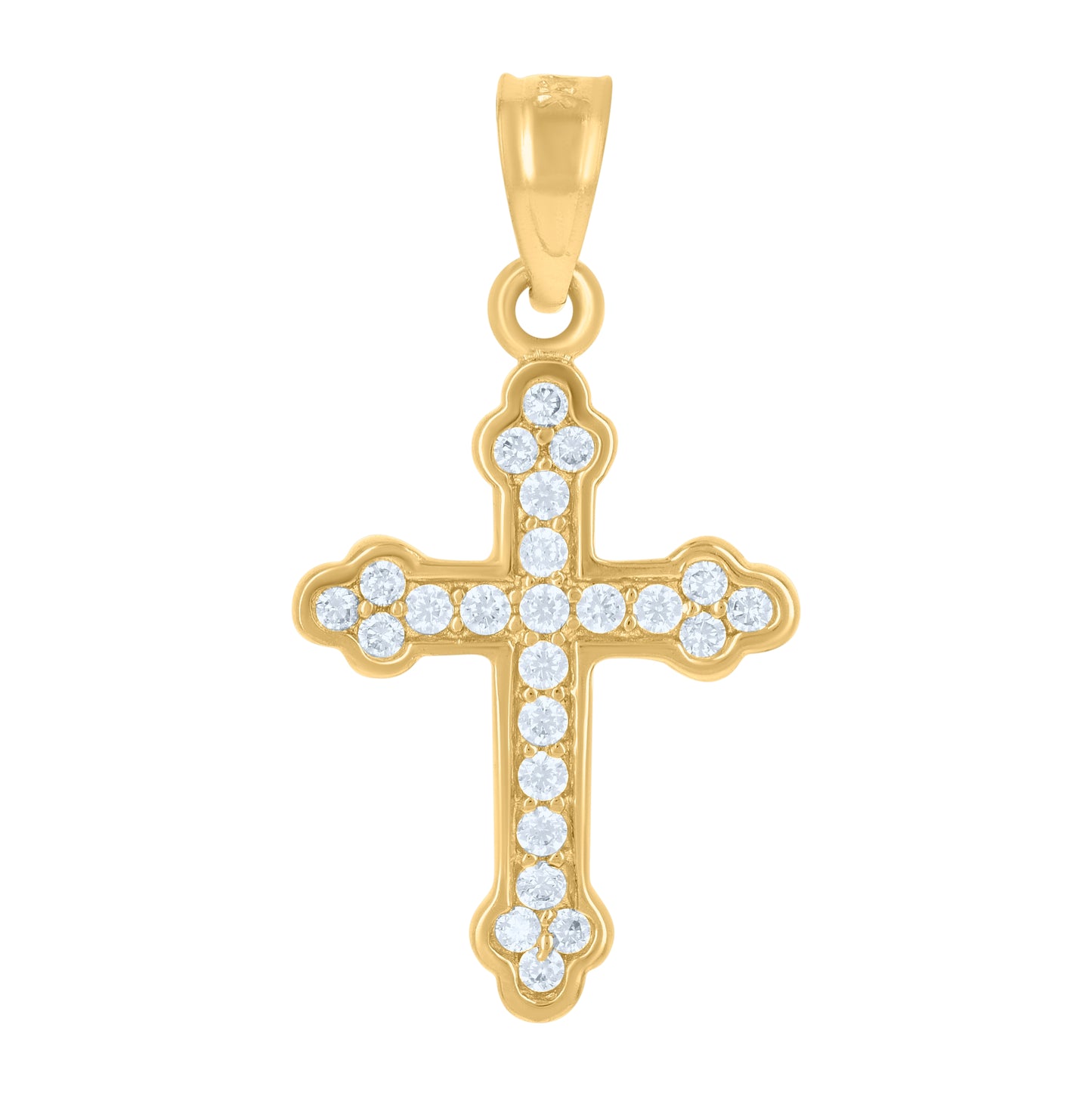 14K Gold Womens Two-Tone Cubic-Zirconia Cross Ht:23.1Mm Religious Pendant Charm