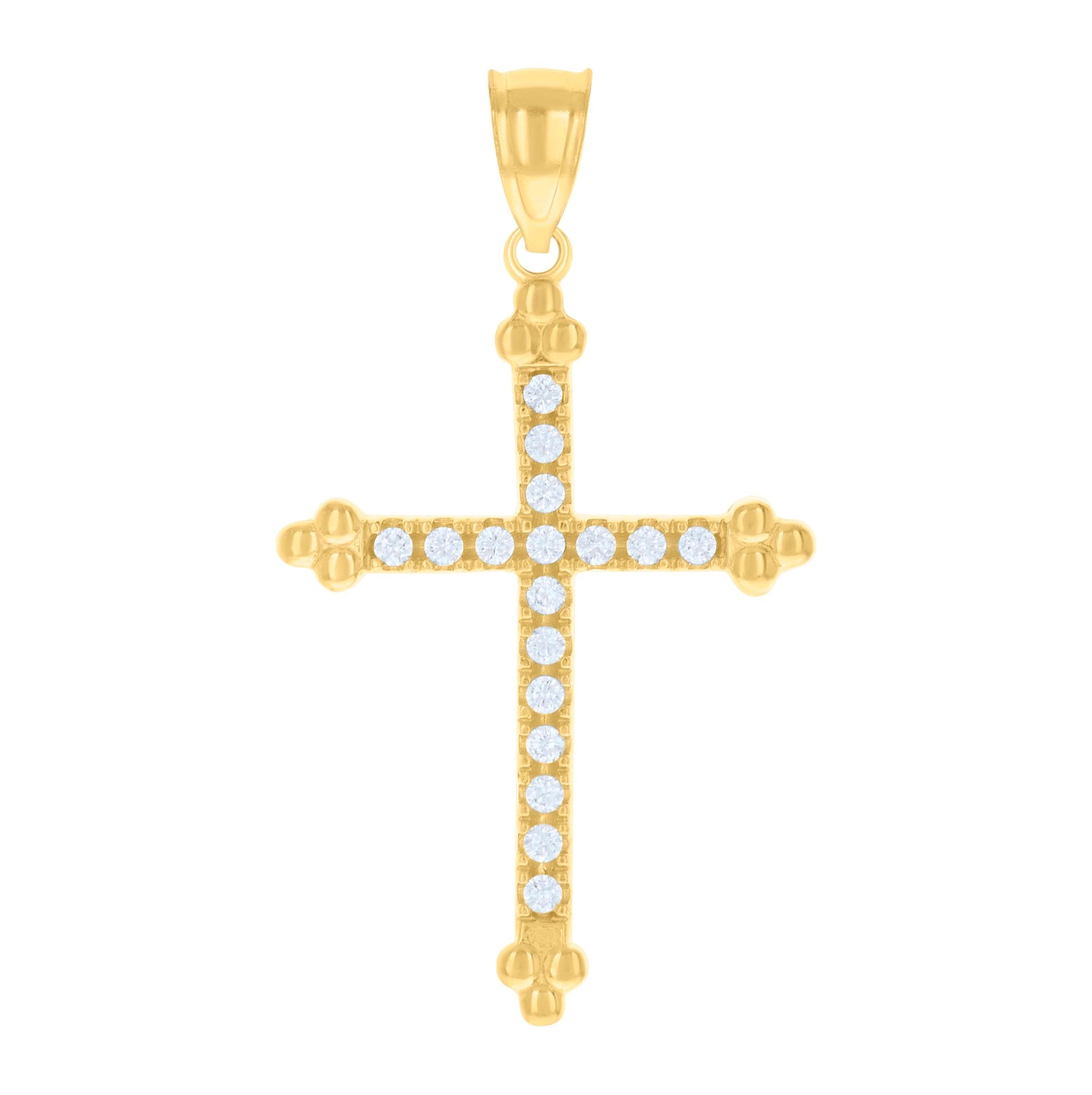 14K Gold Womens Two-Tone Diamond-Cut Cross Ht:34.6Mm Religious Pendant Charm