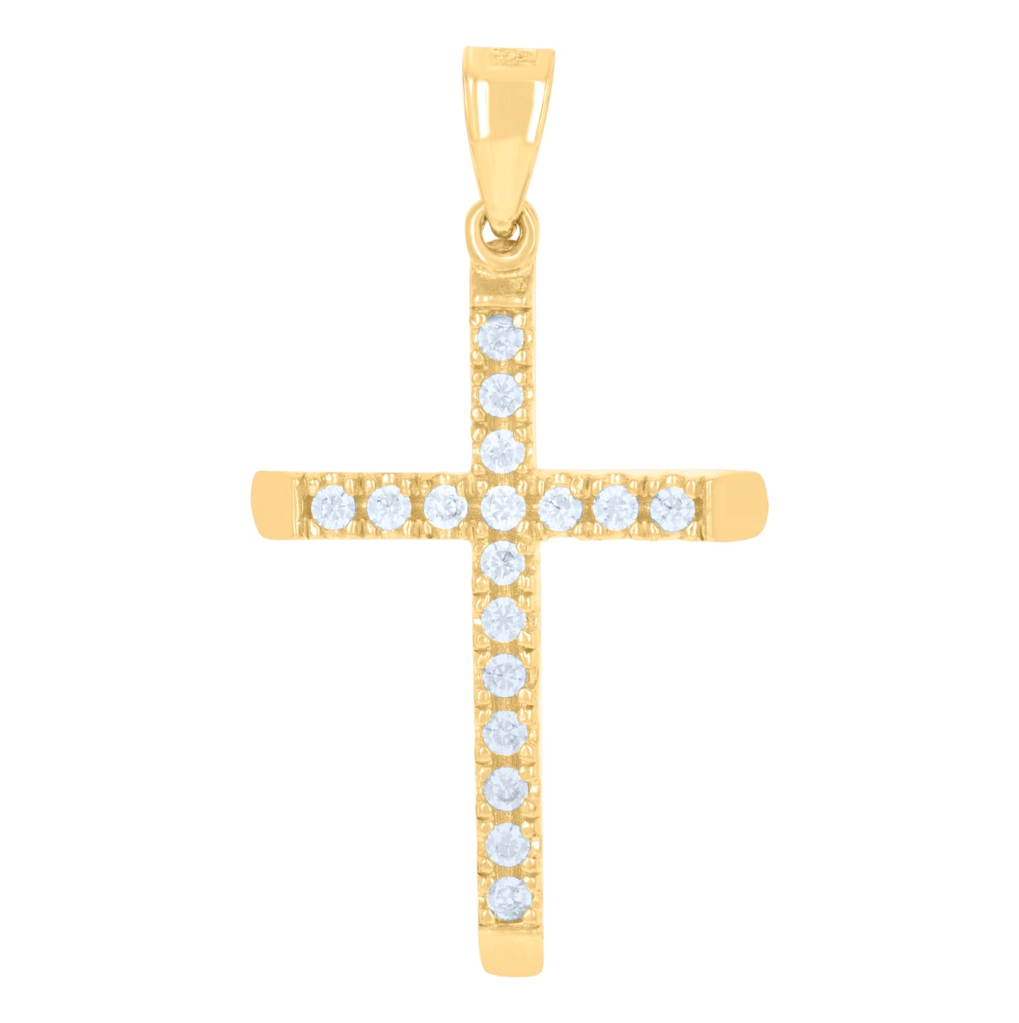 14K Gold Womens Two-Tone Diamond-Cut Cross Ht:28.6Mm Religious Pendant Charm
