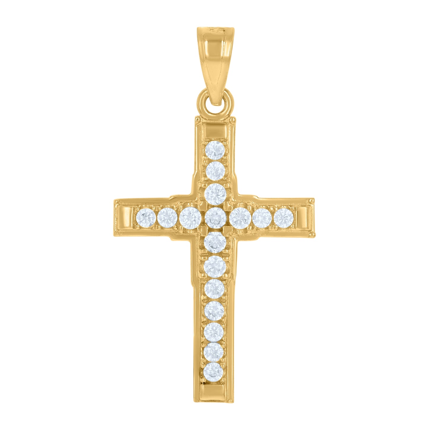 14K Gold Womens Two-Tone Diamond-Cut Cross Ht:29.5Mm Religious Pendant Charm