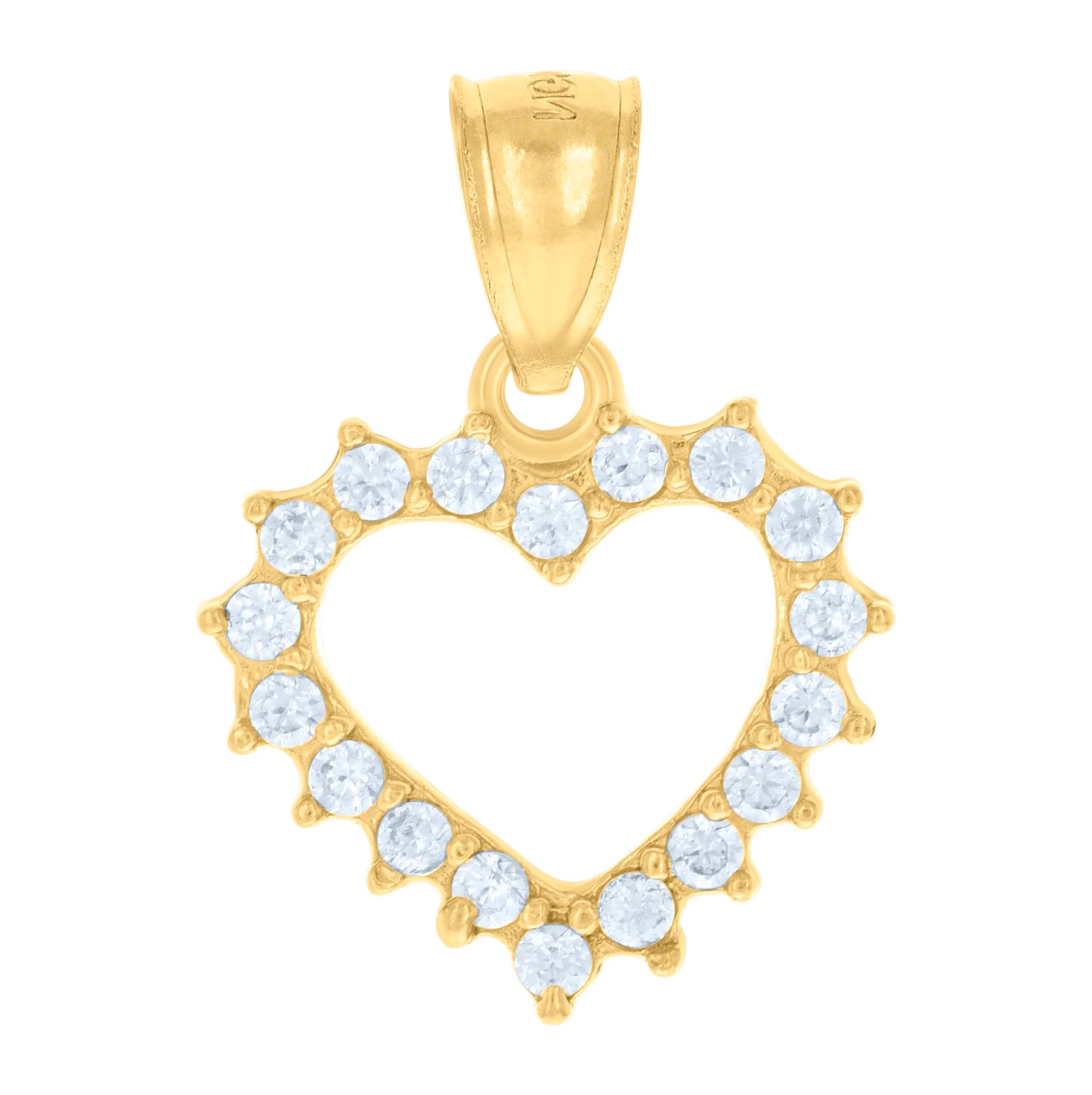 14K Gold Womens Yellow Diamond-Cut Ht:16Mm Heart Pendant Charm
